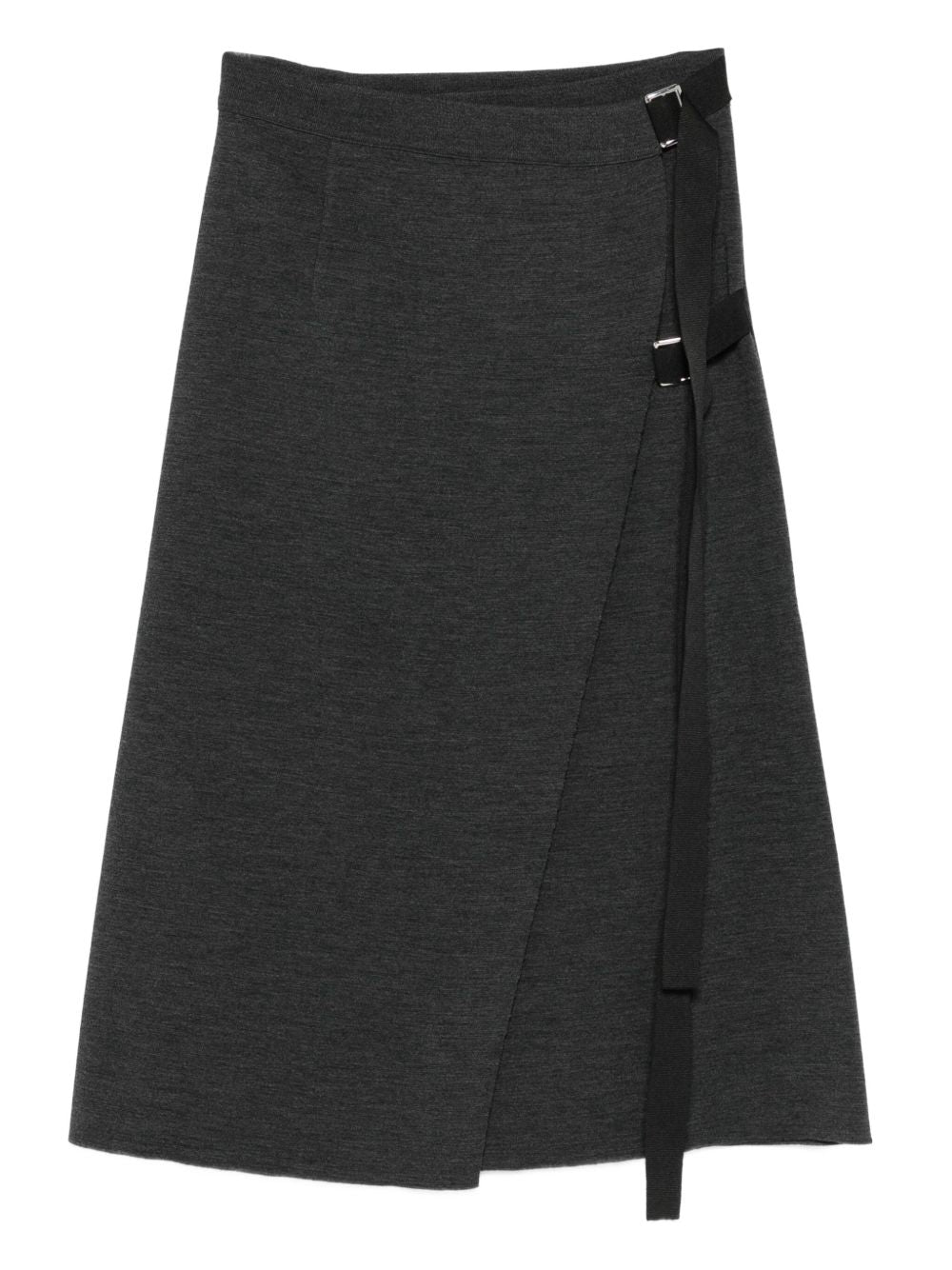MRZ Wool Midi Skirt with Asymmetrical Hem