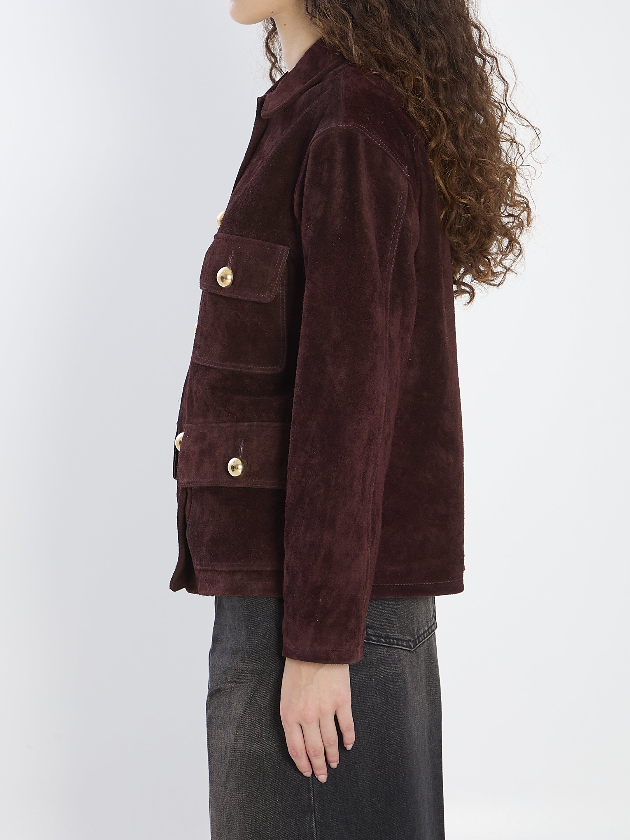 ARMA Suede Jacket with Pointed Collar - Women's Regular Fit, Size 34 EU