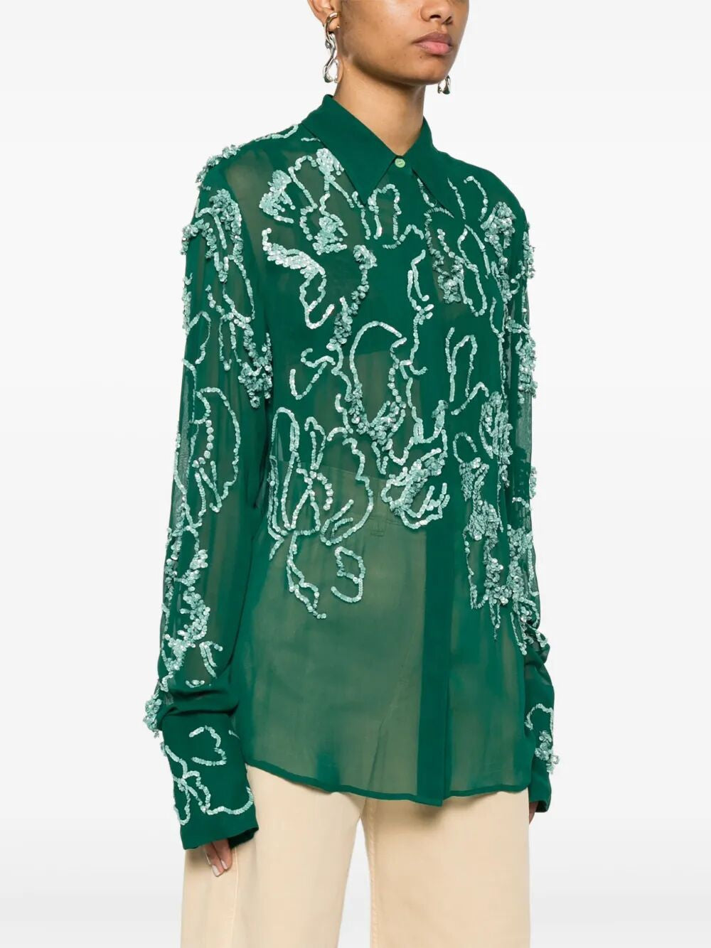 DRIES VAN NOTEN Sequins Embellished Mini Shirt