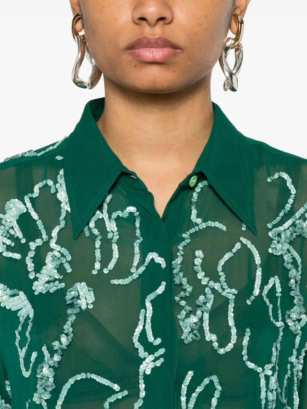 DRIES VAN NOTEN Sequins Embellished Mini Shirt