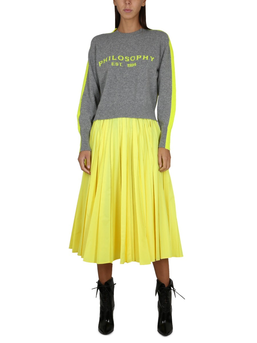 PHILOSOPHY DI LORENZO SERAFINI Taffeta Mini Skirt with Concealed Zipper Closure