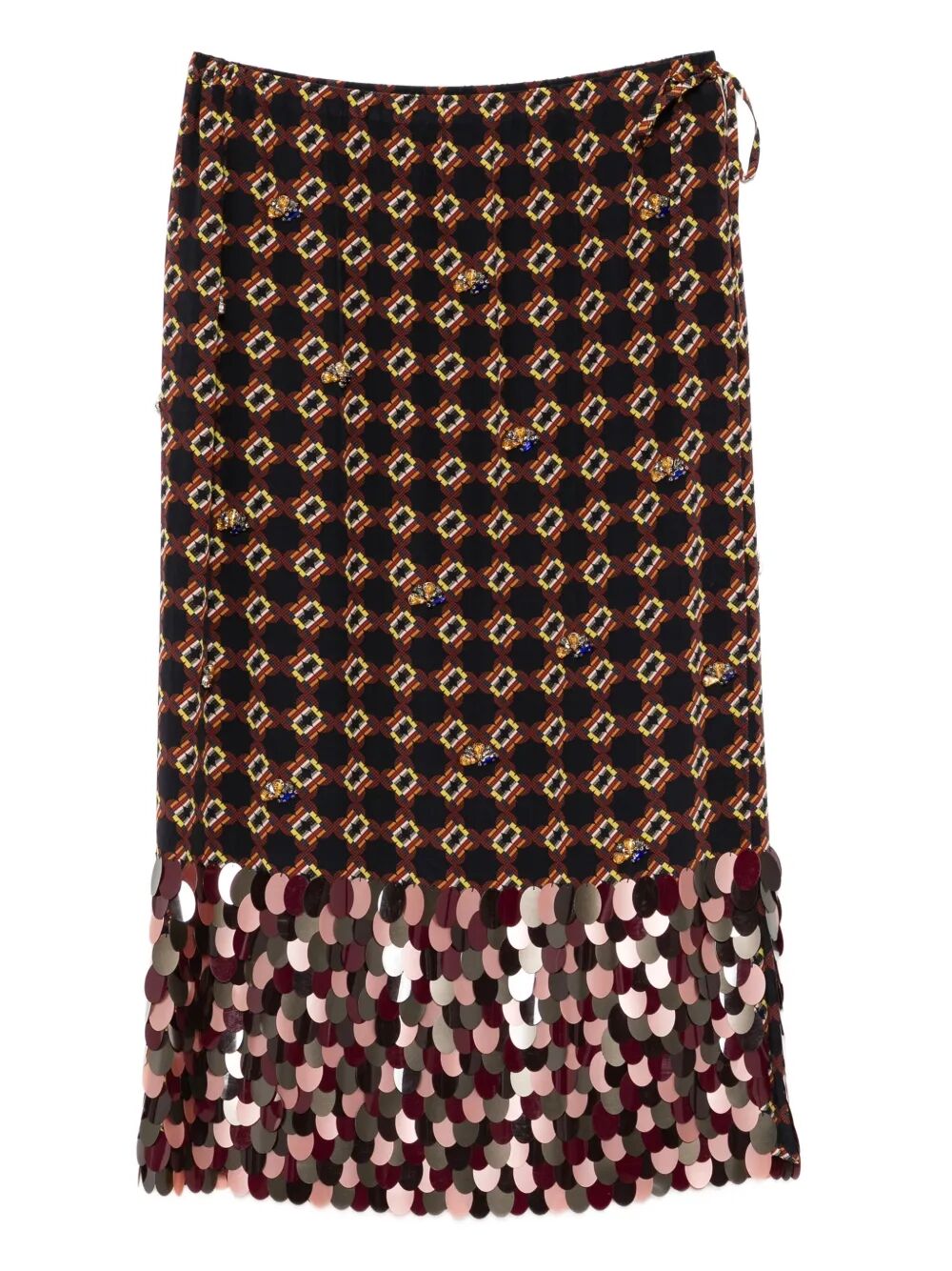 DRIES VAN NOTEN Embroidered Silk Midi Skirt
