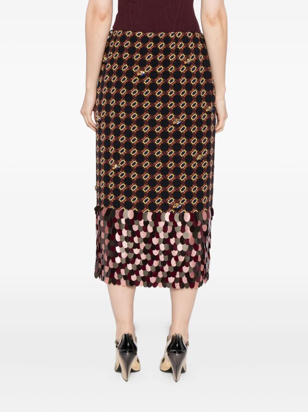 DRIES VAN NOTEN Embroidered Silk Midi Skirt