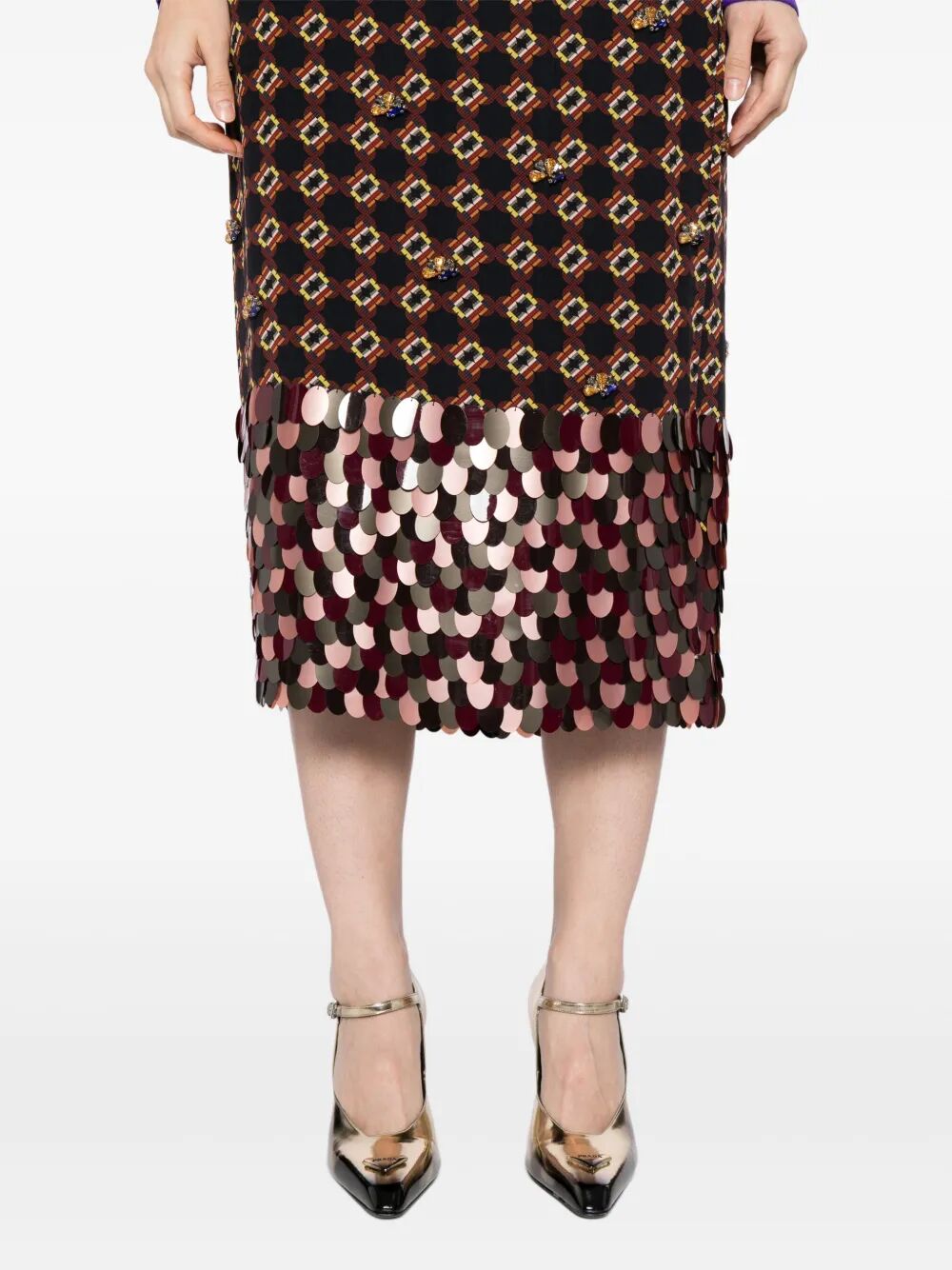 DRIES VAN NOTEN Embroidered Silk Midi Skirt