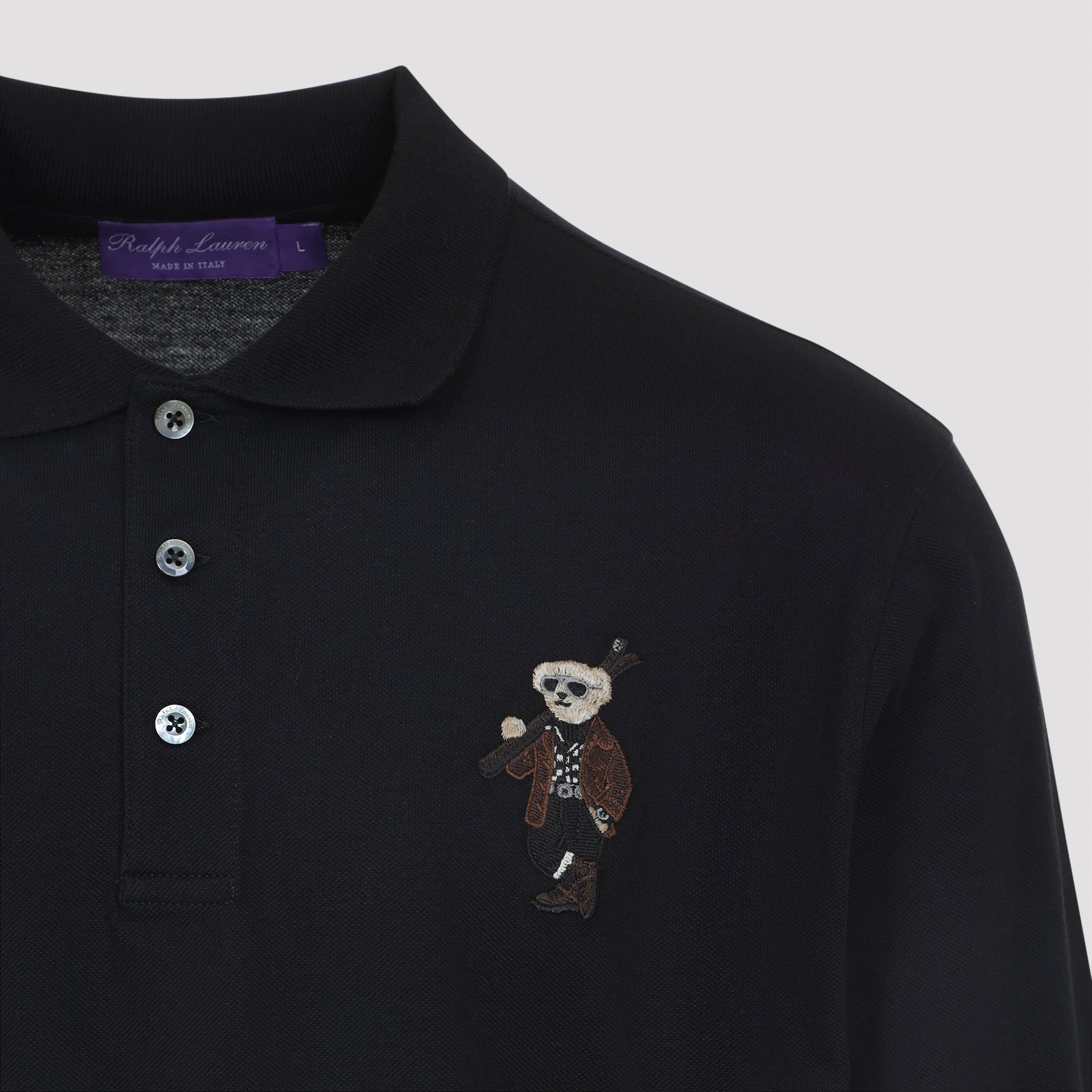 RALPH LAUREN PURPLE LABEL Long Sleeve Polo Bear Cardigan
