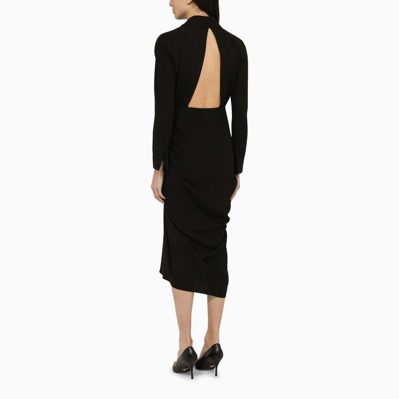 DRIES VAN NOTEN Wool-Blend Midi Dress with Drape Detail