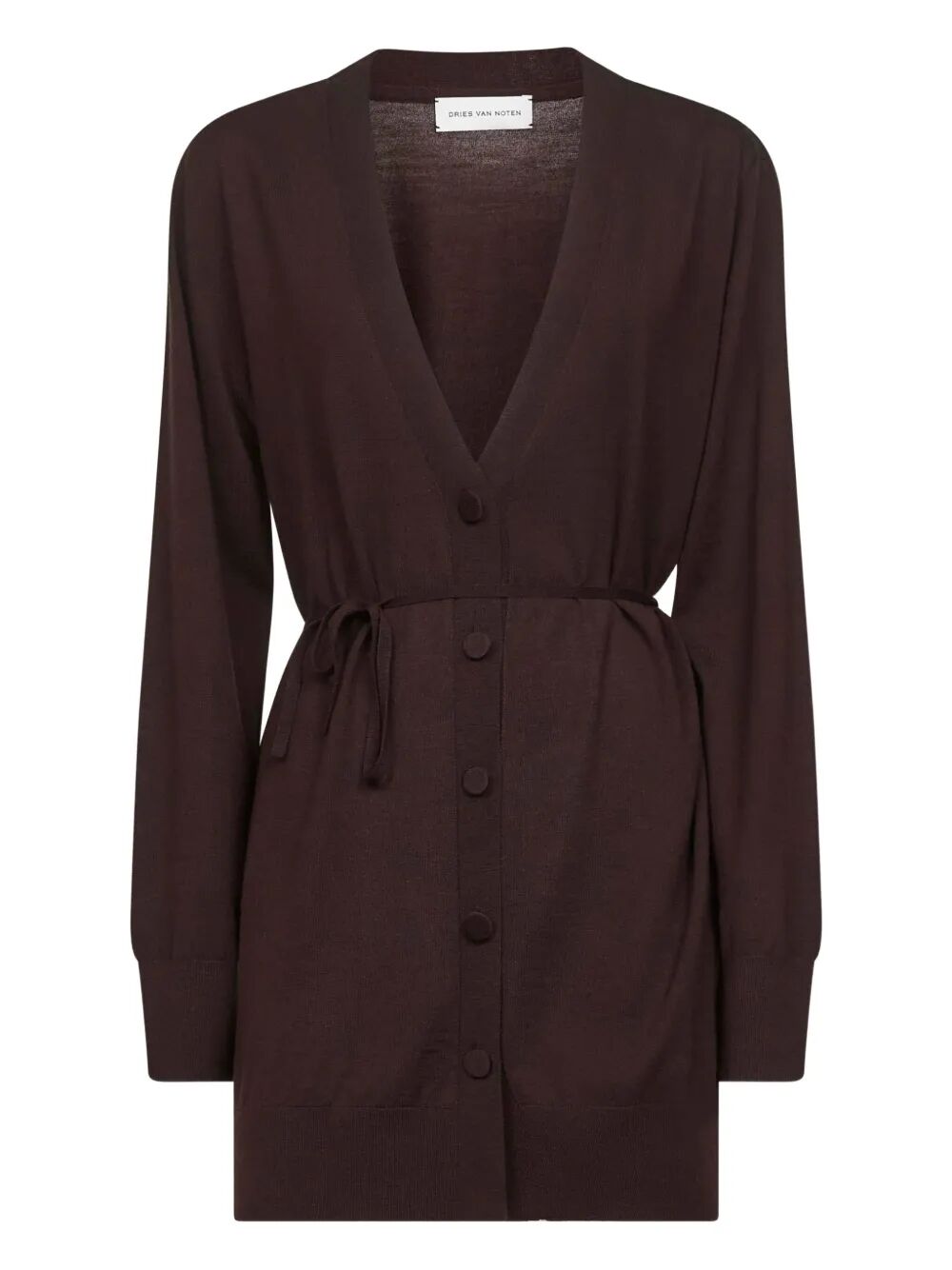 DRIES VAN NOTEN Long Cardigan with Thin Belt
