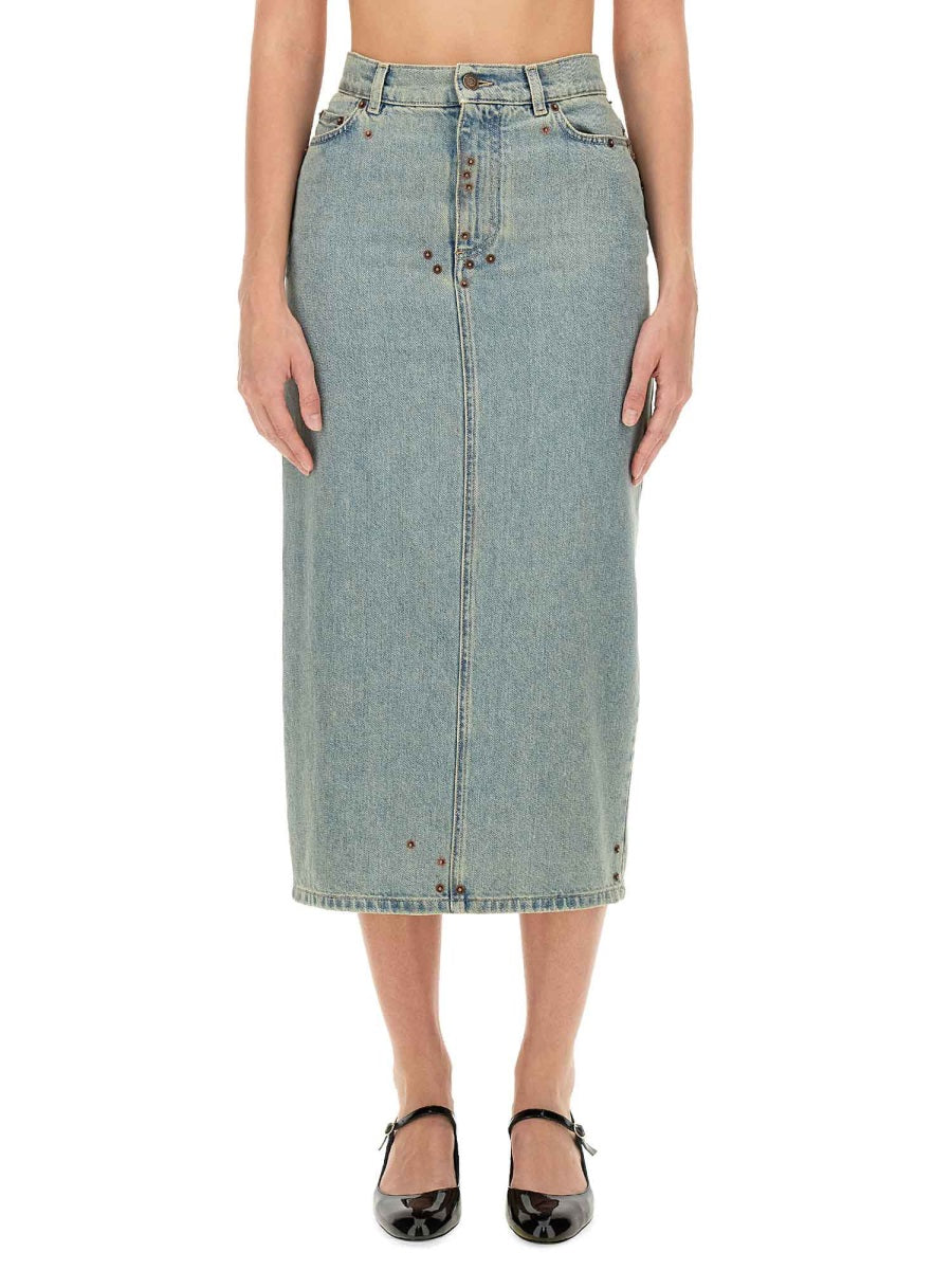 MOSCHINO COUTURE High-Waisted Denim Mini Skirt