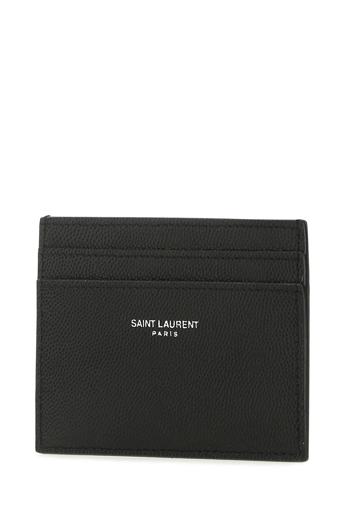 SAINT LAURENT Mini Leather Card Holder for Men - 10 cm x 8 cm