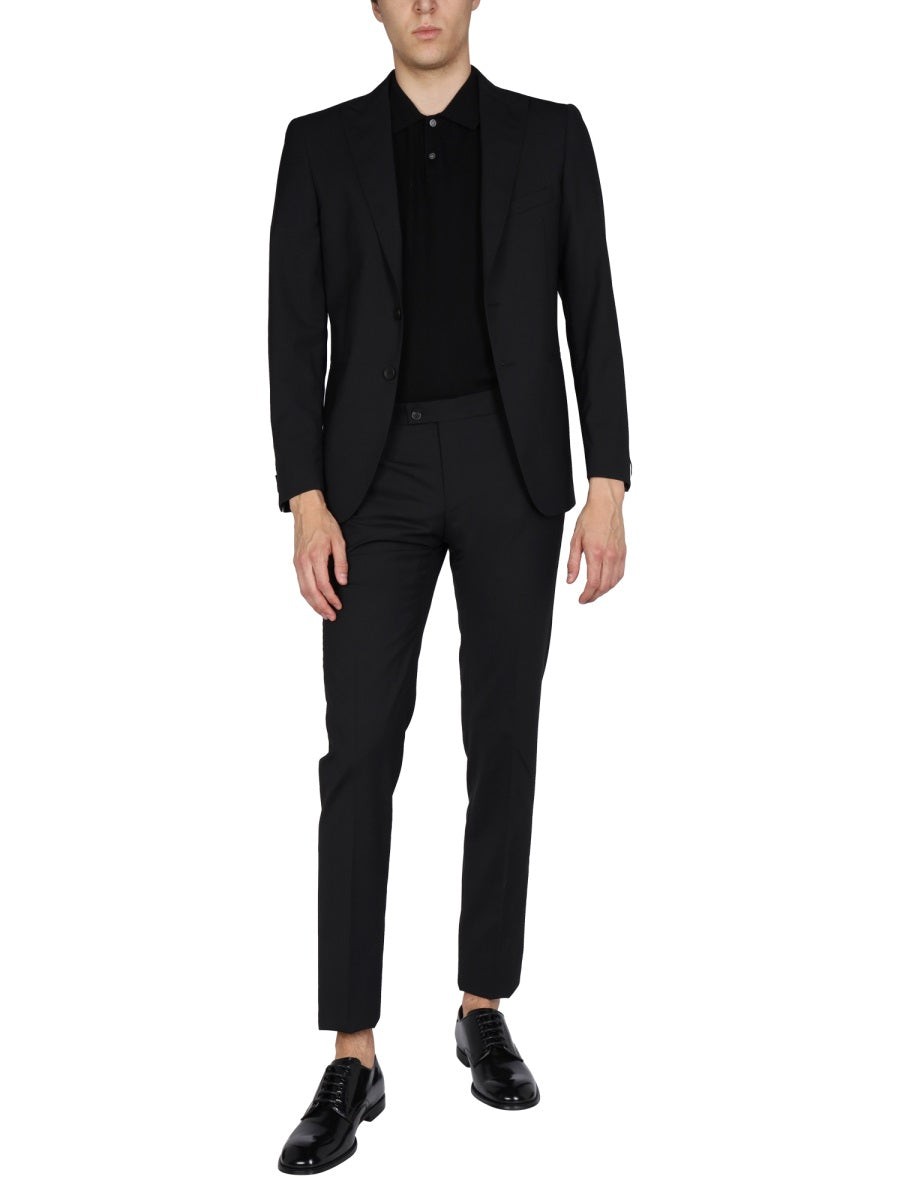 TONELLO Tailored Wool Suit Dress with Peaked Lapels