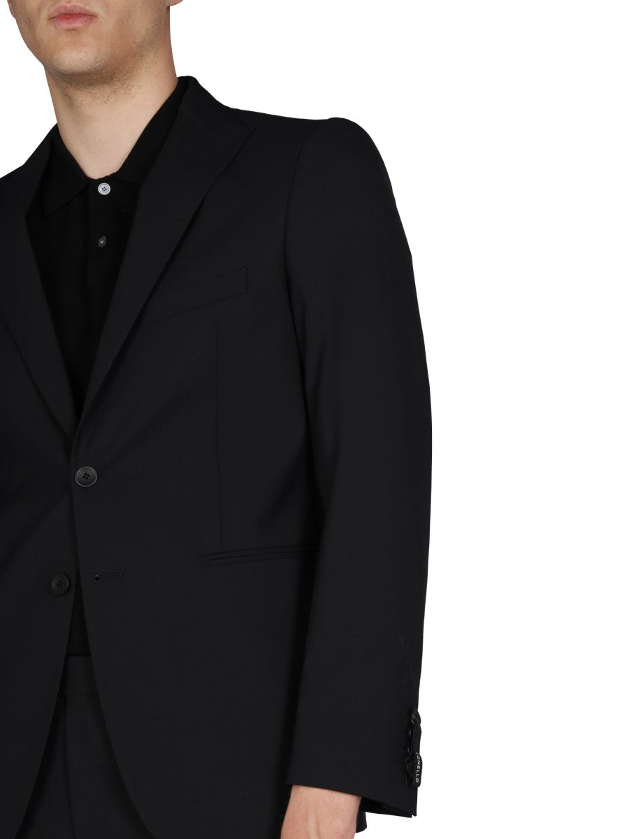 TONELLO Tailored Wool Suit Dress with Peaked Lapels
