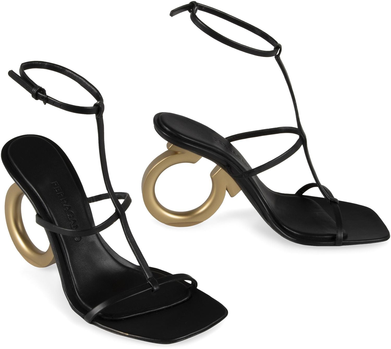 Ferragamo Elina Leather Sandals with Adjustable Ankle Strap