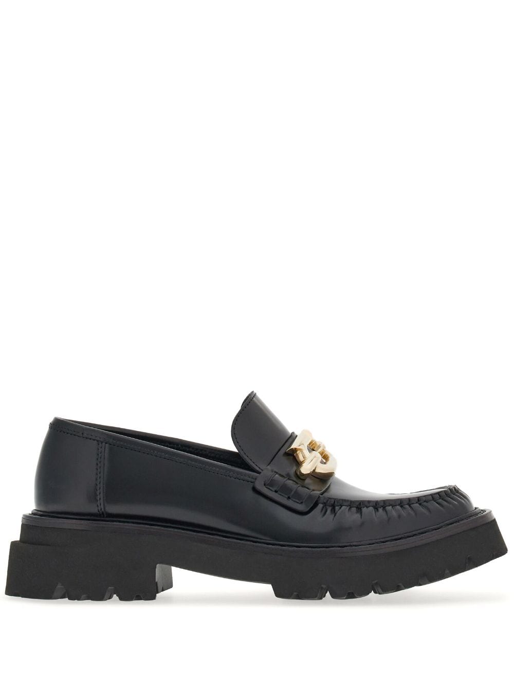 Ferragamo Gancini Hook-Buckle Leather Loafers for Women