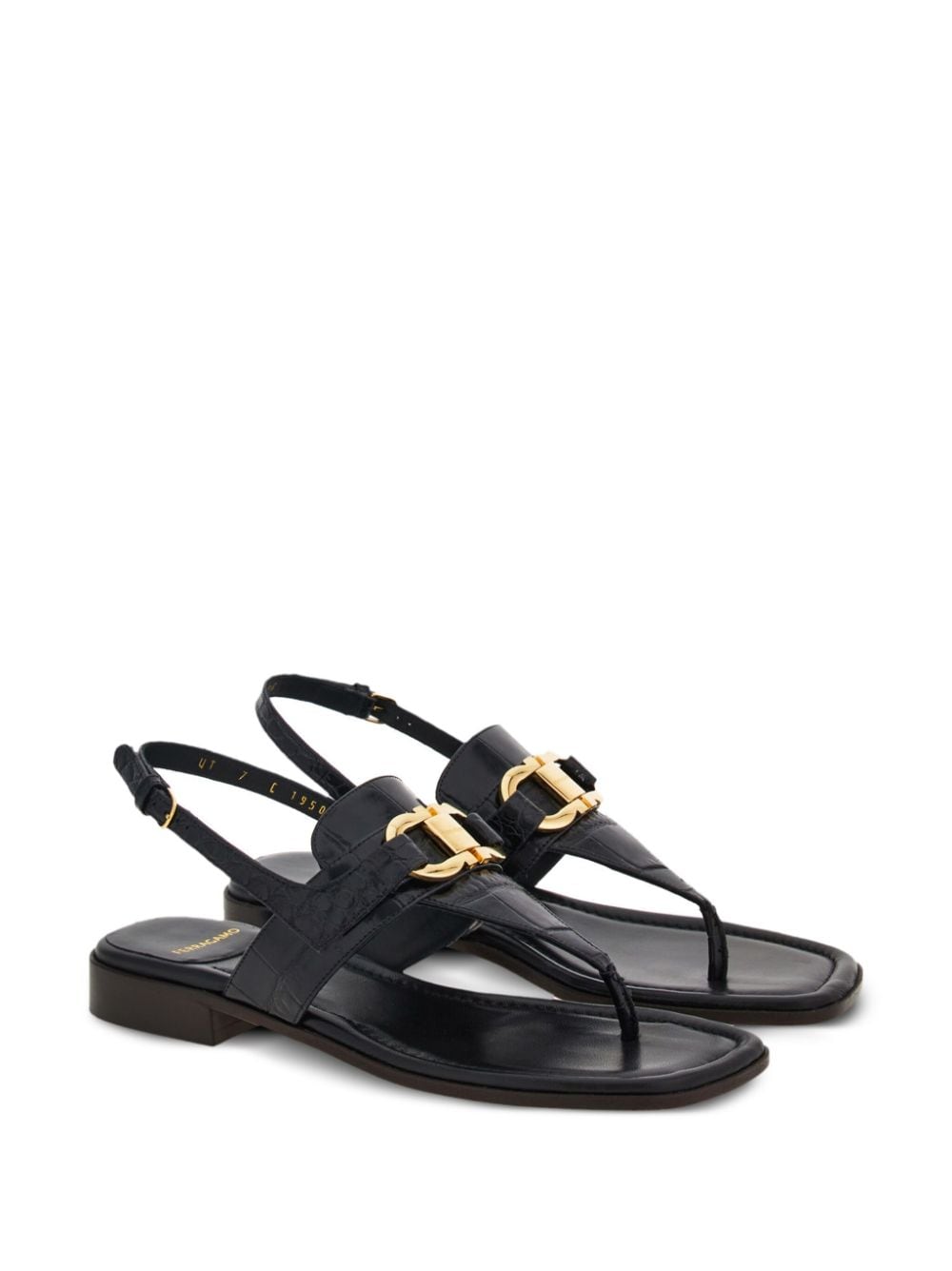 Ferragamo Luxury Gancini Hook Leather Thong Sandals for Women - SS24
