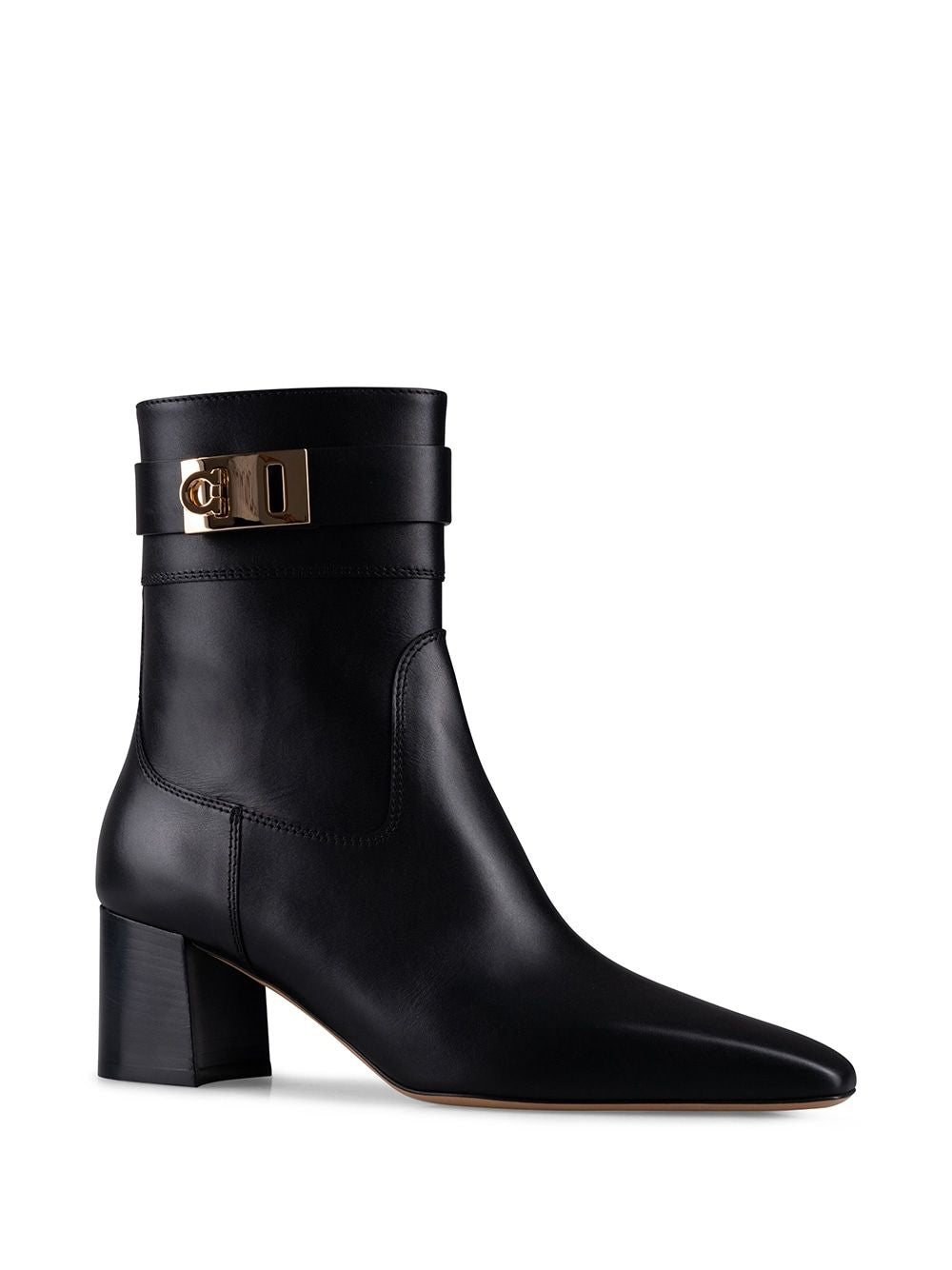 Ferragamo Gancini Hook Leather Ankle Boots - 6 cm Heel