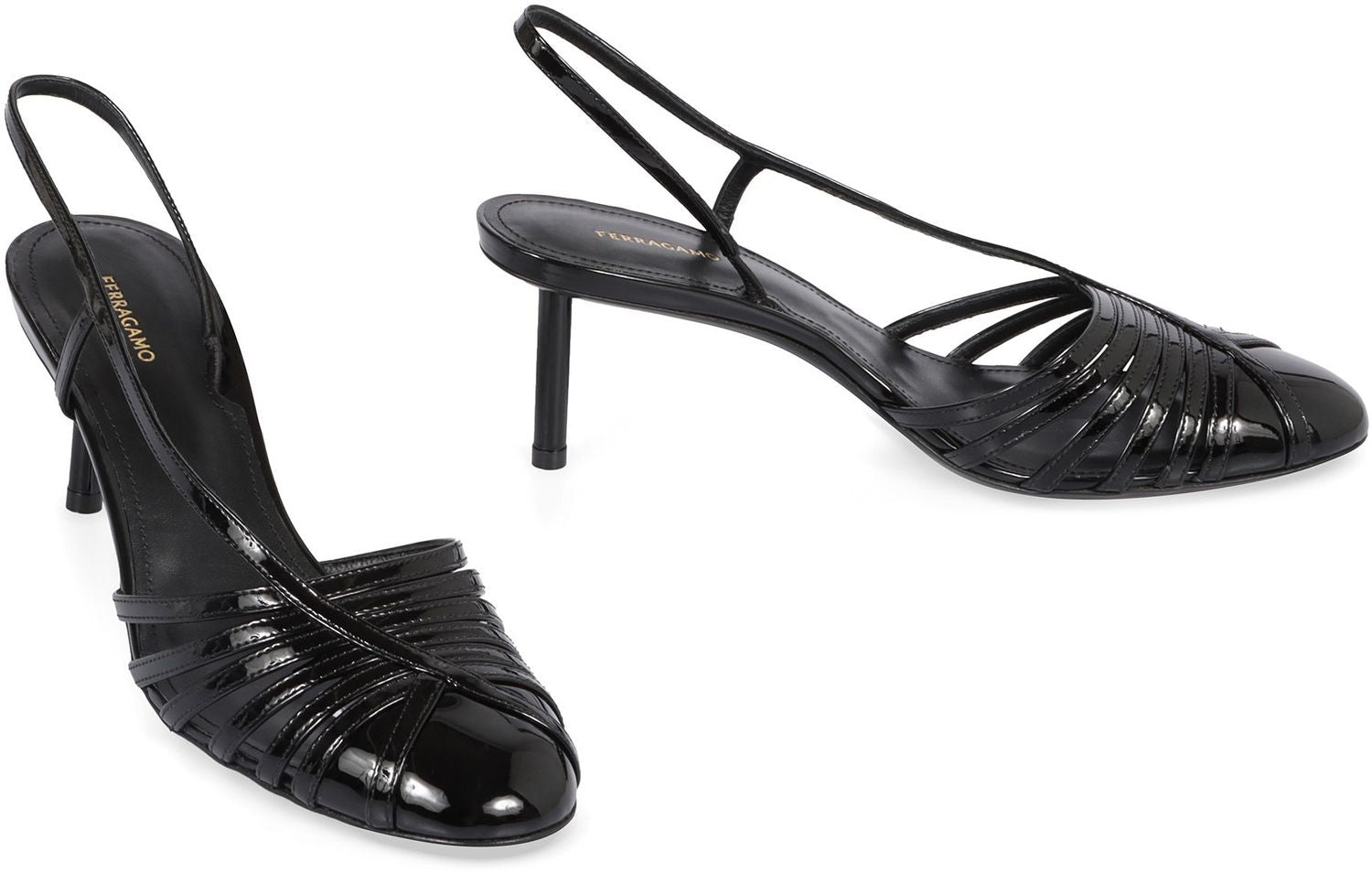 Ferragamo Patent Leather Ankle Strap Pumps