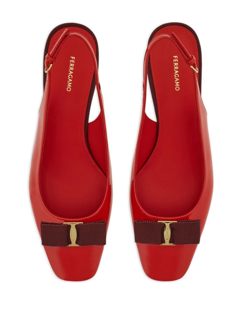 Ferragamo Patent Leather Slingback Pumps with Vara Bow
