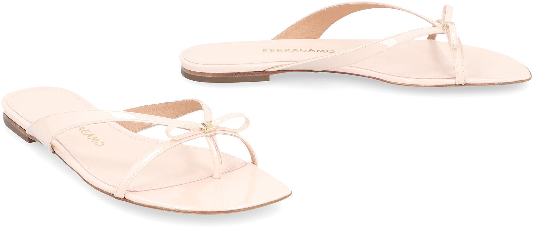 Ferragamo Mini Bow Leather Flip-Flops