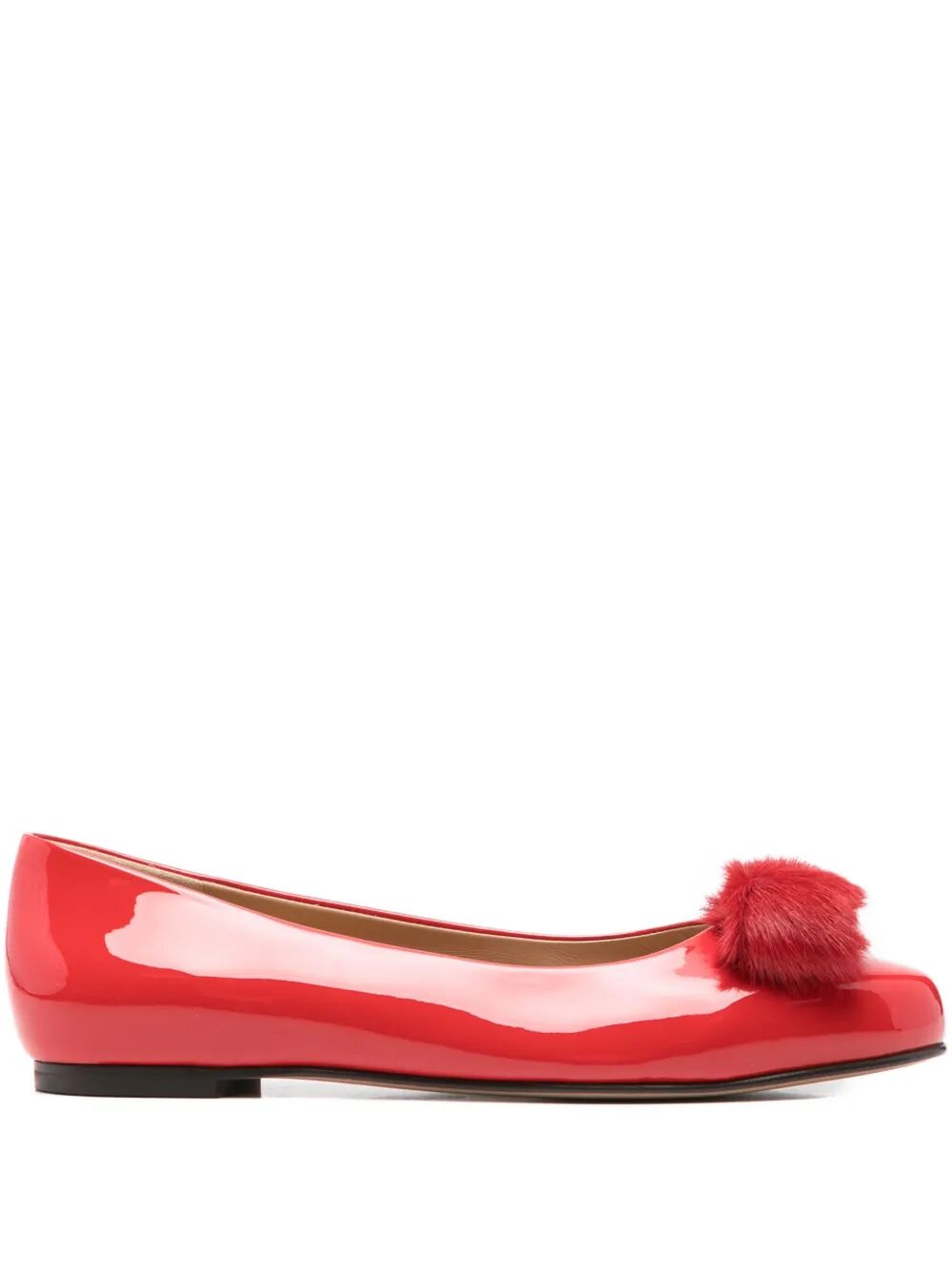 Ferragamo Elegant Fur Patent Leather Ballet Flats for Women
