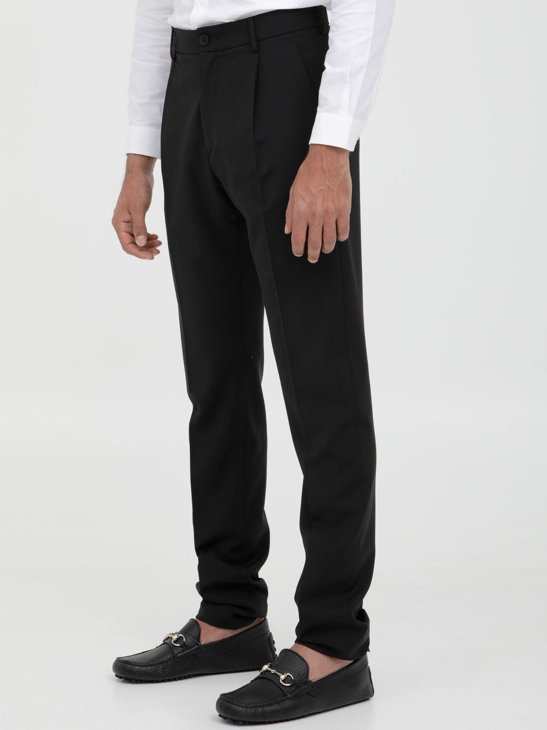 TONELLO Men's Tailored Wool Trousers with Front Pleats - Size 48