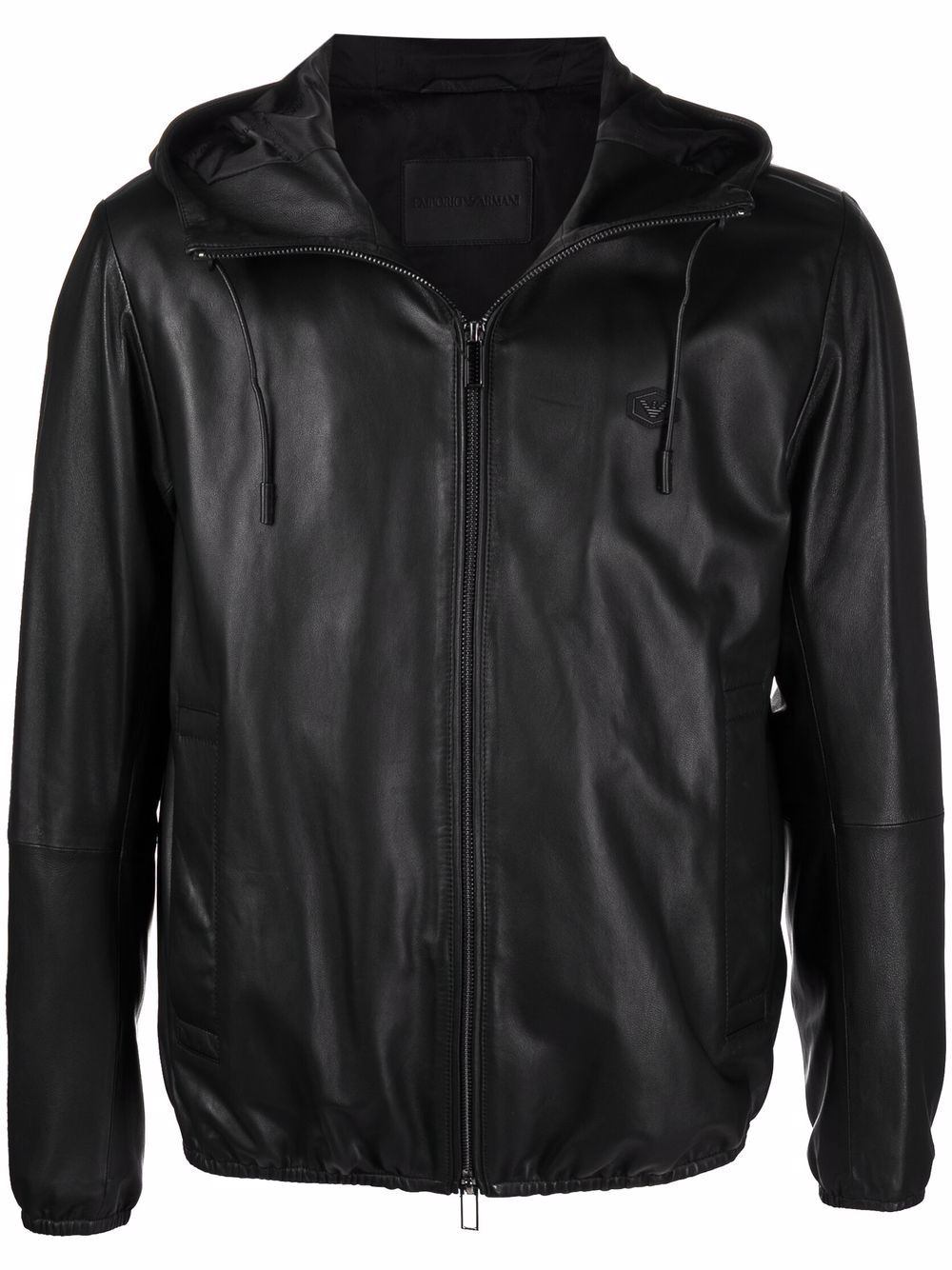 EMPORIO ARMANI Zipped Leather Jacket - Men's Outerwear