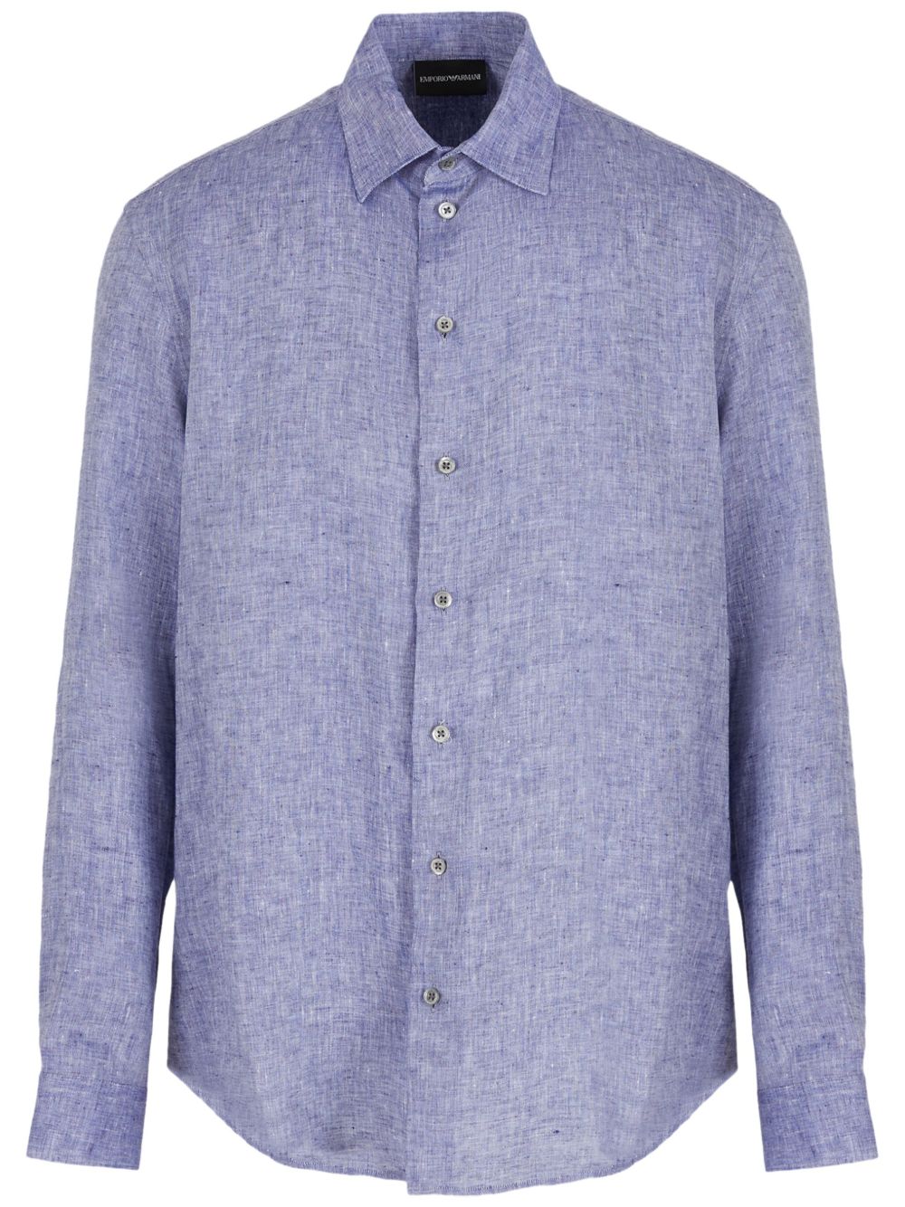 EMPORIO ARMANI Linen Shirt with Straight-Point Collar - SS25