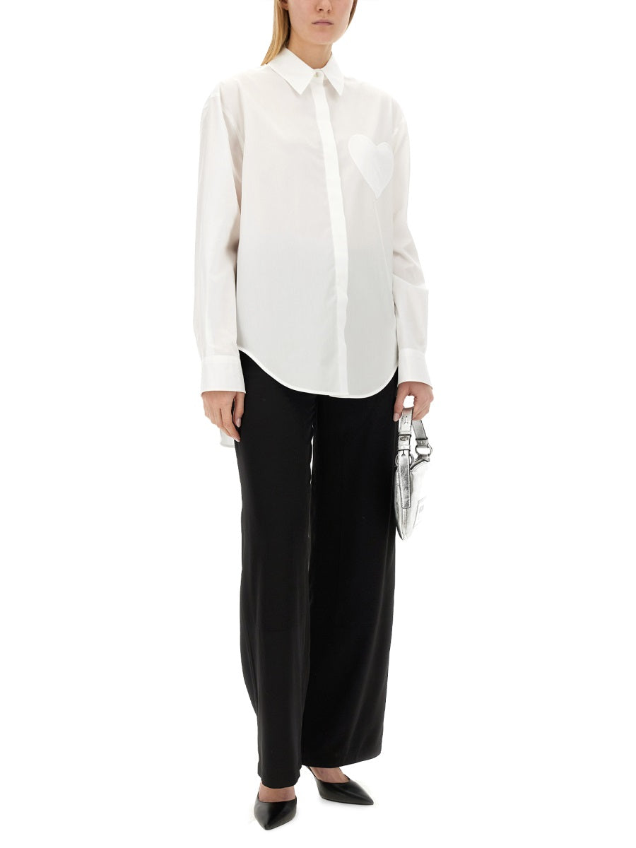 MOSCHINO JEANS Heart Patch Oversize Shirt - Size 40