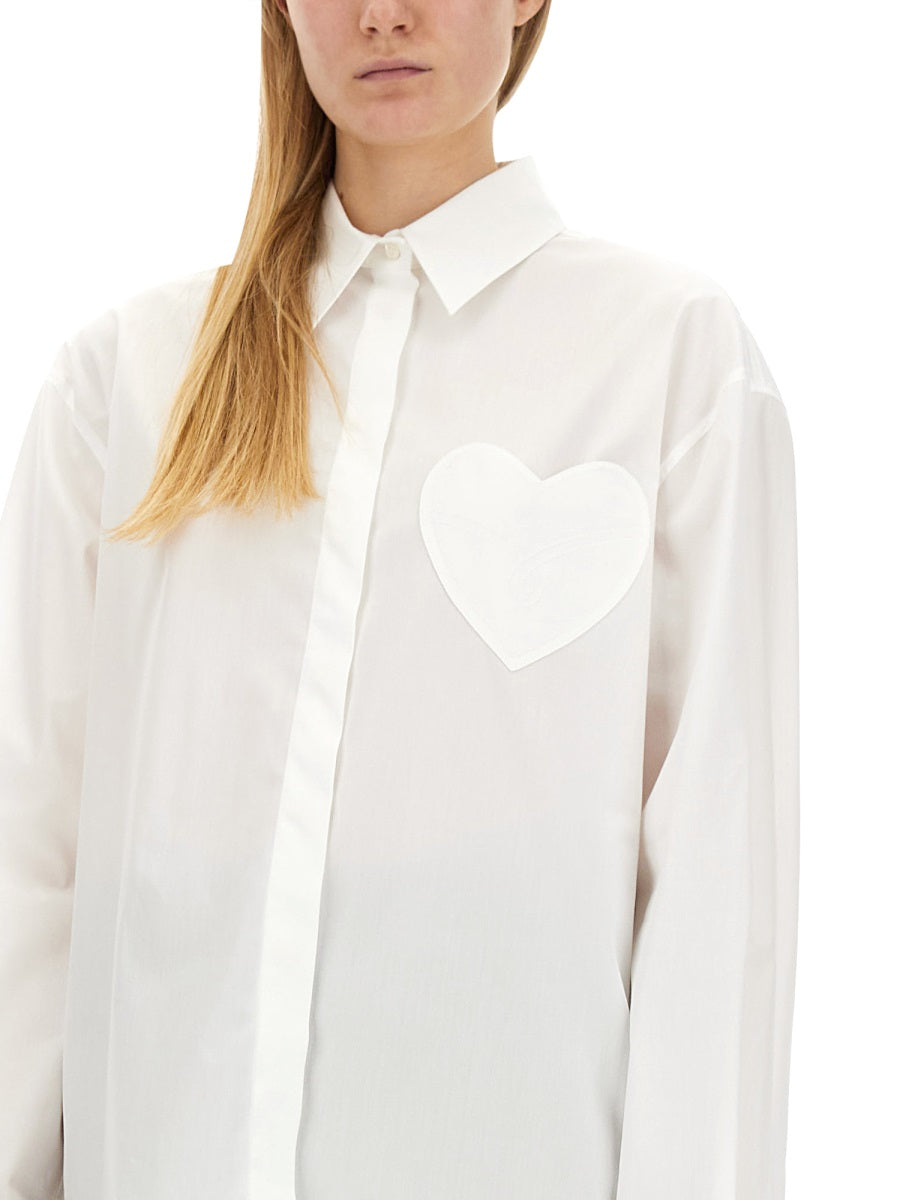 MOSCHINO JEANS Heart Patch Oversize Shirt - Size 40
