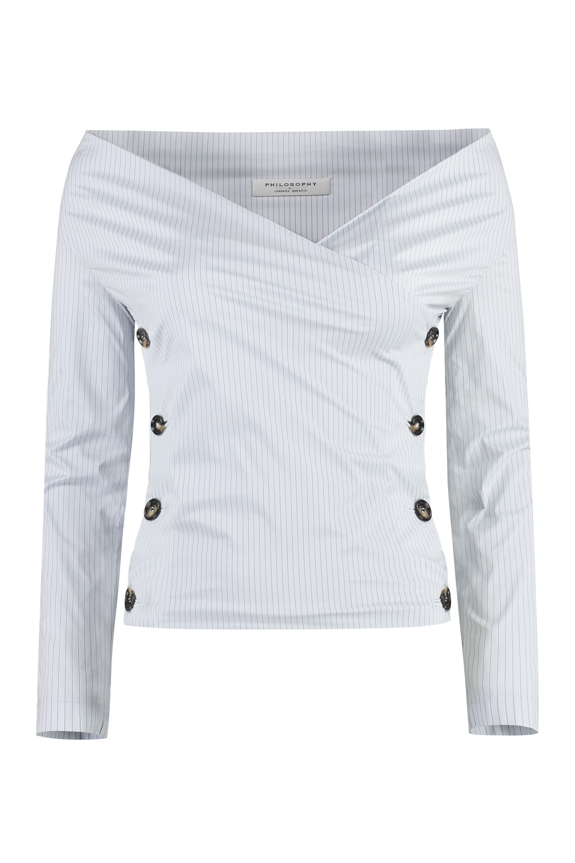 PHILOSOPHY DI LORENZO SERAFINI Sophisticated Mini Crepe Blouse with Side Buttons
