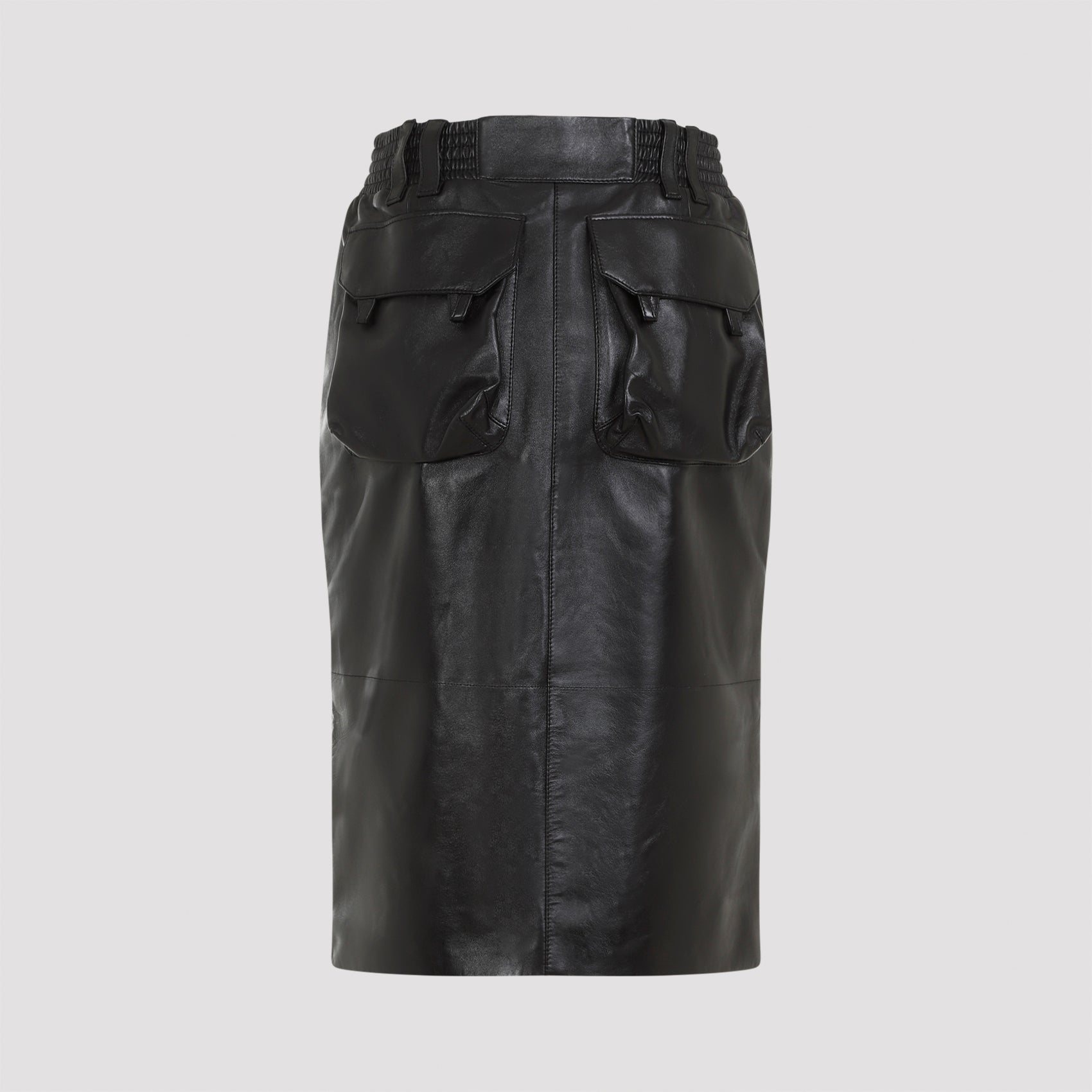 SAINT LAURENT Chic Lamb Leather Midi Skirt