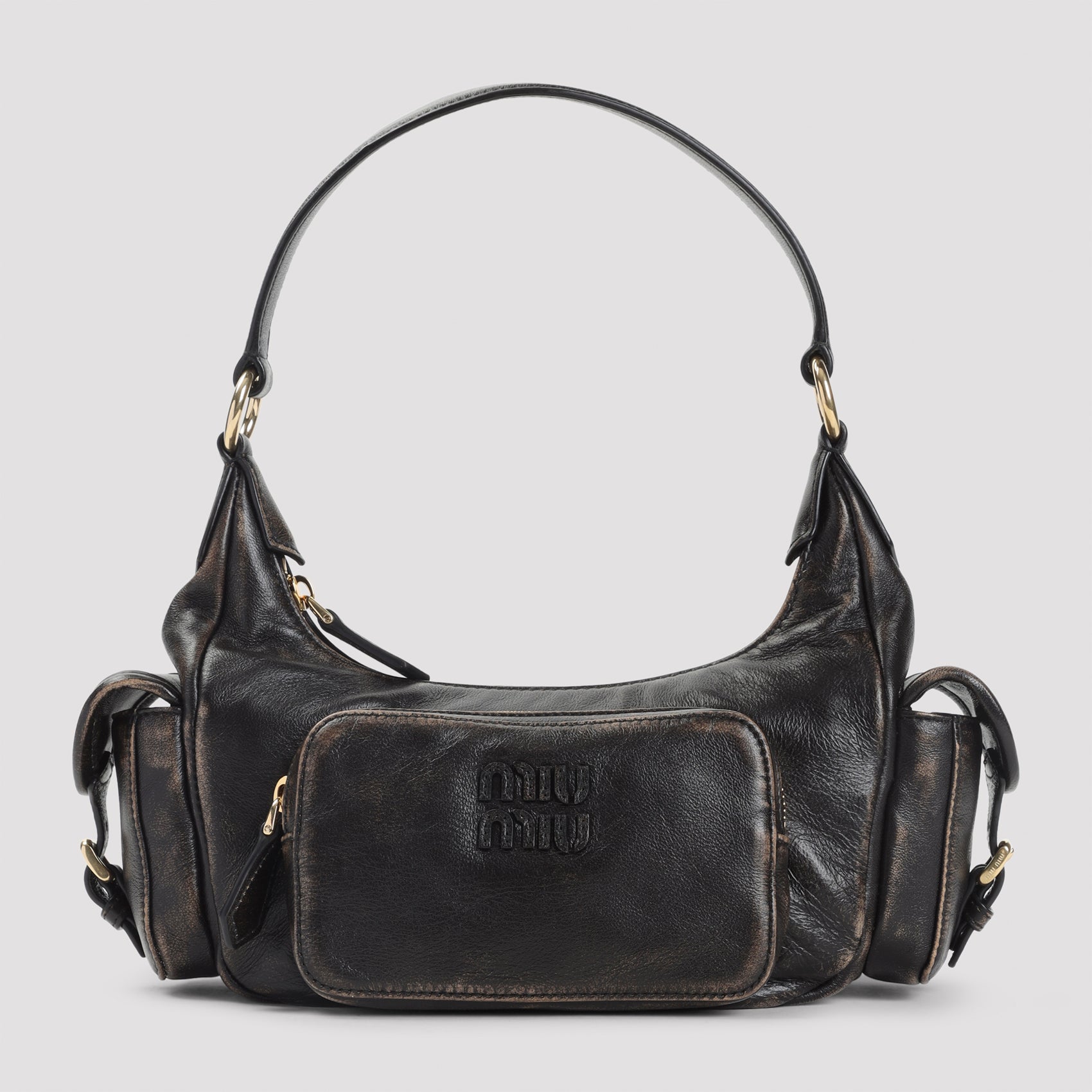 MIU MIU Men's Mini Leather Shoulder Bag - 29cm x 12cm x 9cm