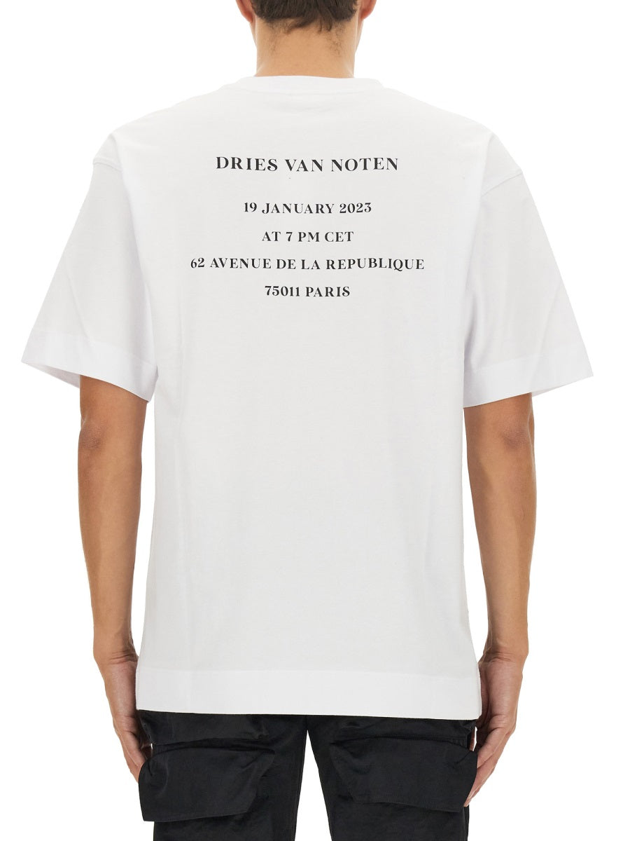 DRIES VAN NOTEN Men's Regular Fit Logo Print T-Shirt - Size L