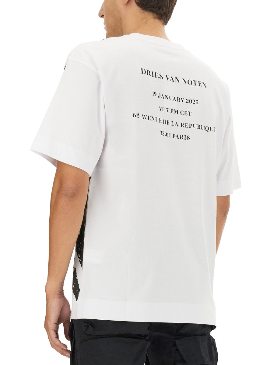 DRIES VAN NOTEN Men's Regular Fit Logo Print T-Shirt - Size L