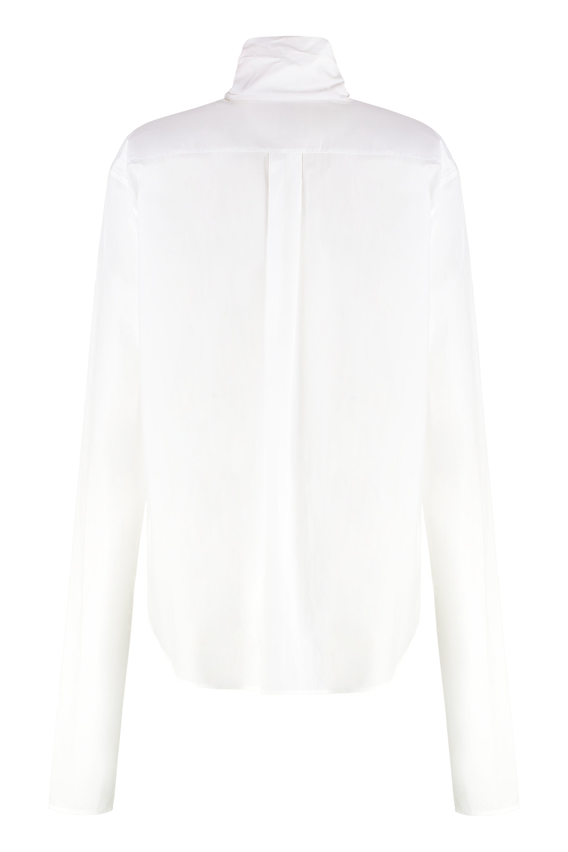 ALBERTA FERRETI Elegant Cotton Poplin Shirt with Tie Neck Ribbon for Women