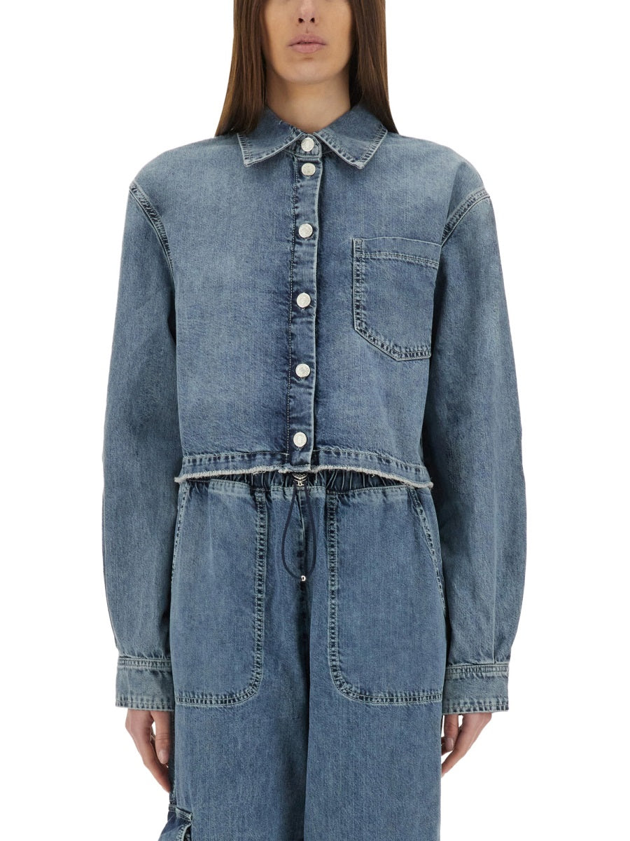 MOSCHINO JEANS Cropped Denim Jacket - Women's Size M