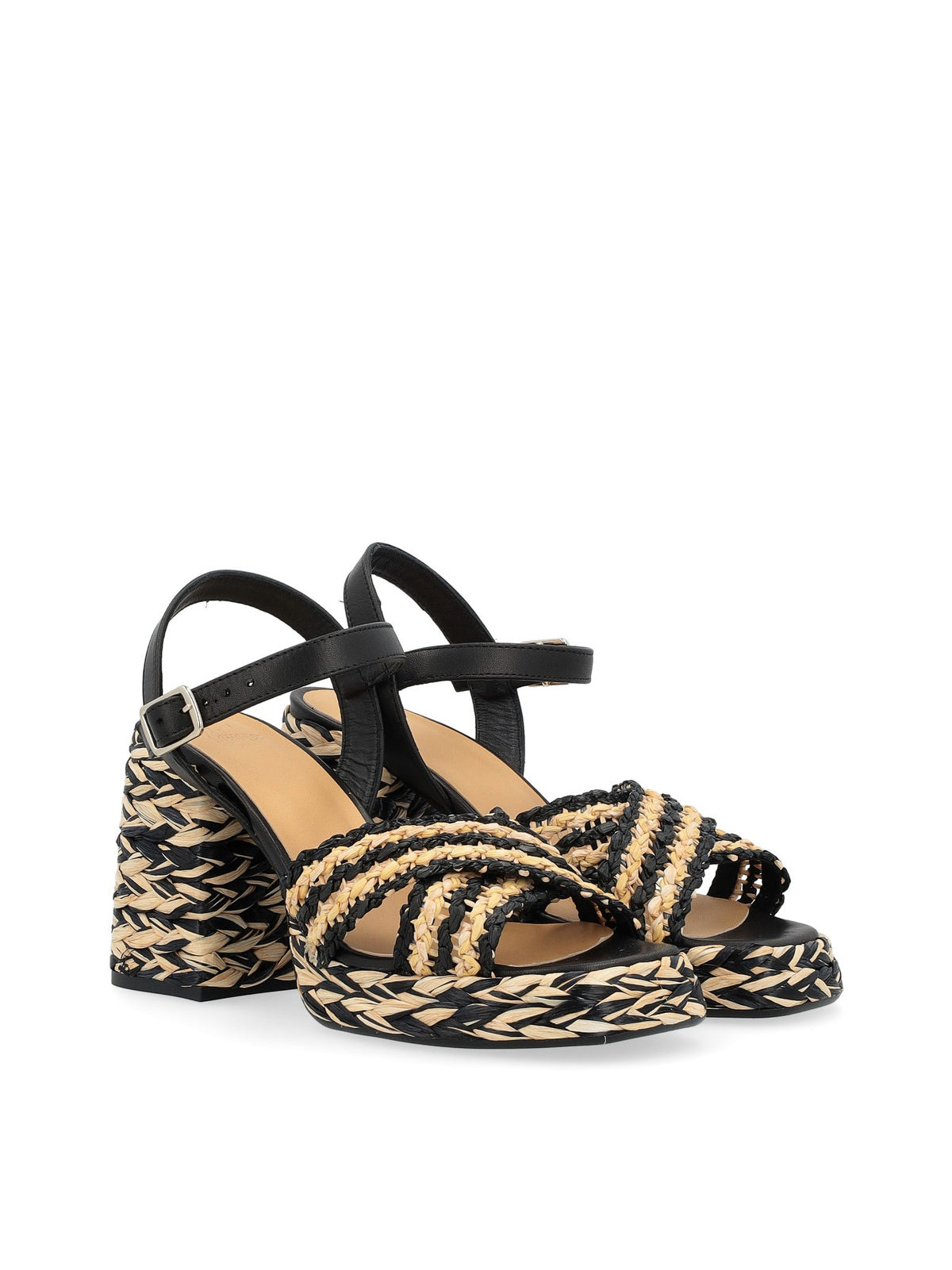 CASTAÑER Valeria Rafia Woven Sandals with 9 cm Heel