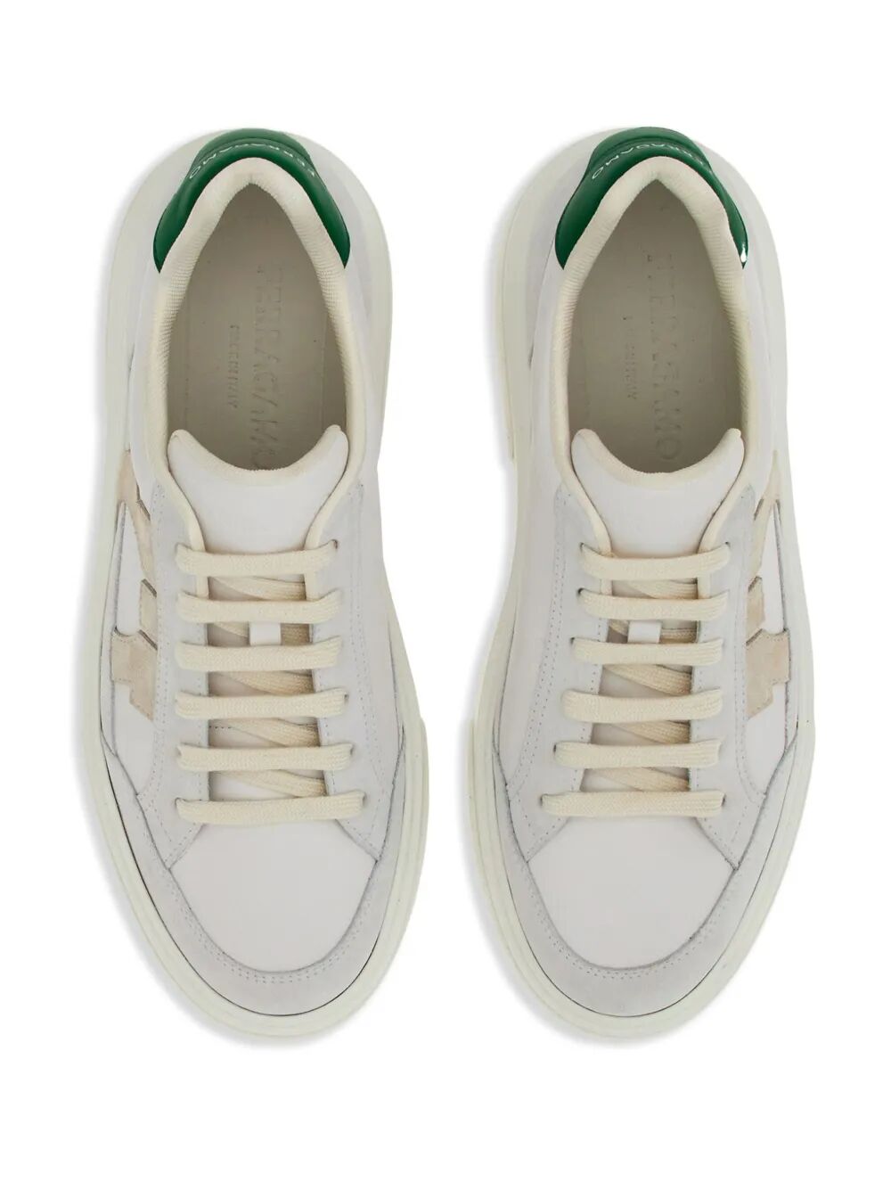 Ferragamo Mens Leather Sneakers with Gancini Hook Patch
