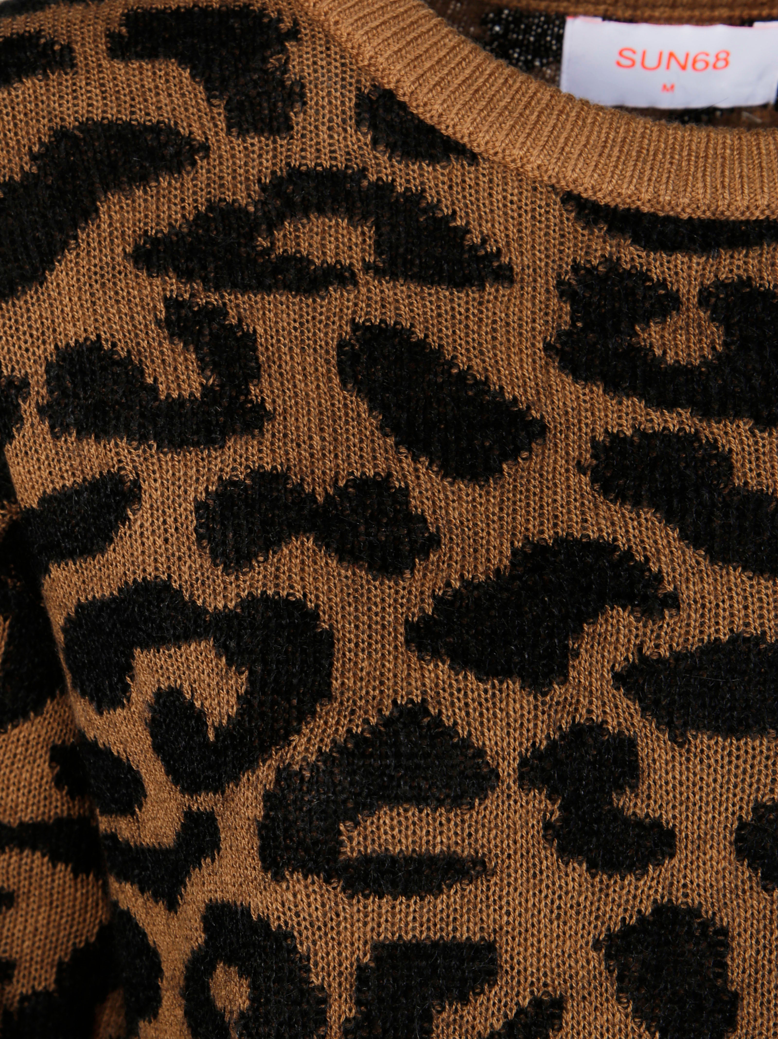 SUN 68 Stylish Animal Print Knit Sweater