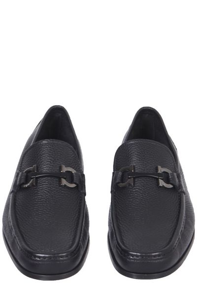 Ferragamo Leather Loafers with Gancini Hook