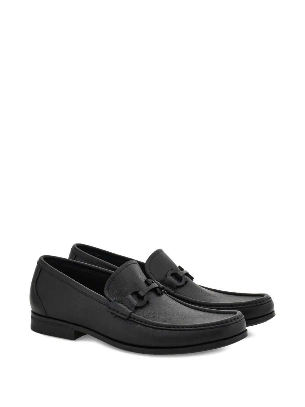 Ferragamo Grandioso2 Leather Loafers with Gancini Hook Buckle