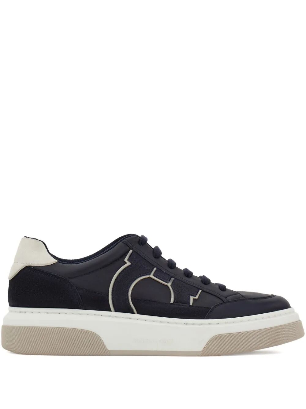 Ferragamo Leather Sneaker with Suede Details for Men