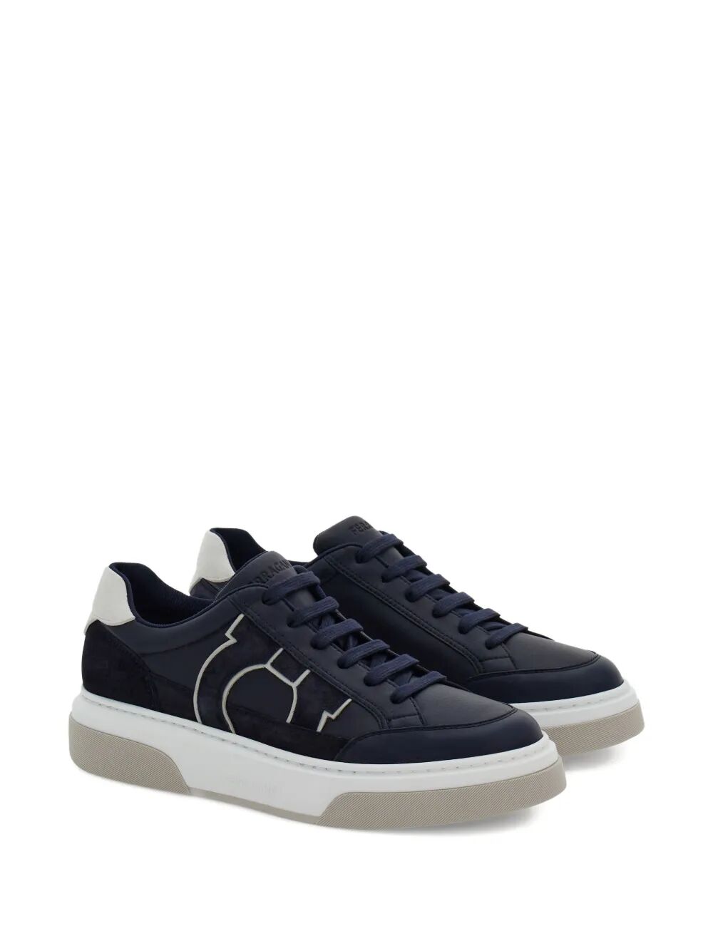 Ferragamo Leather Sneaker with Suede Details for Men