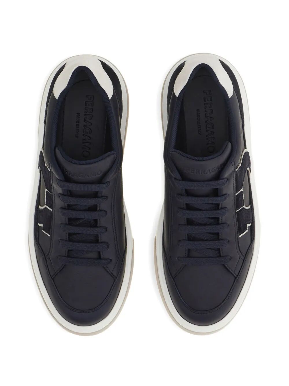 Ferragamo Leather Sneaker with Suede Details for Men