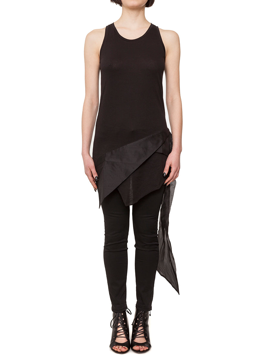 JESSICA TROSMAN Asymmetrical Cotton and Silk Tank Top