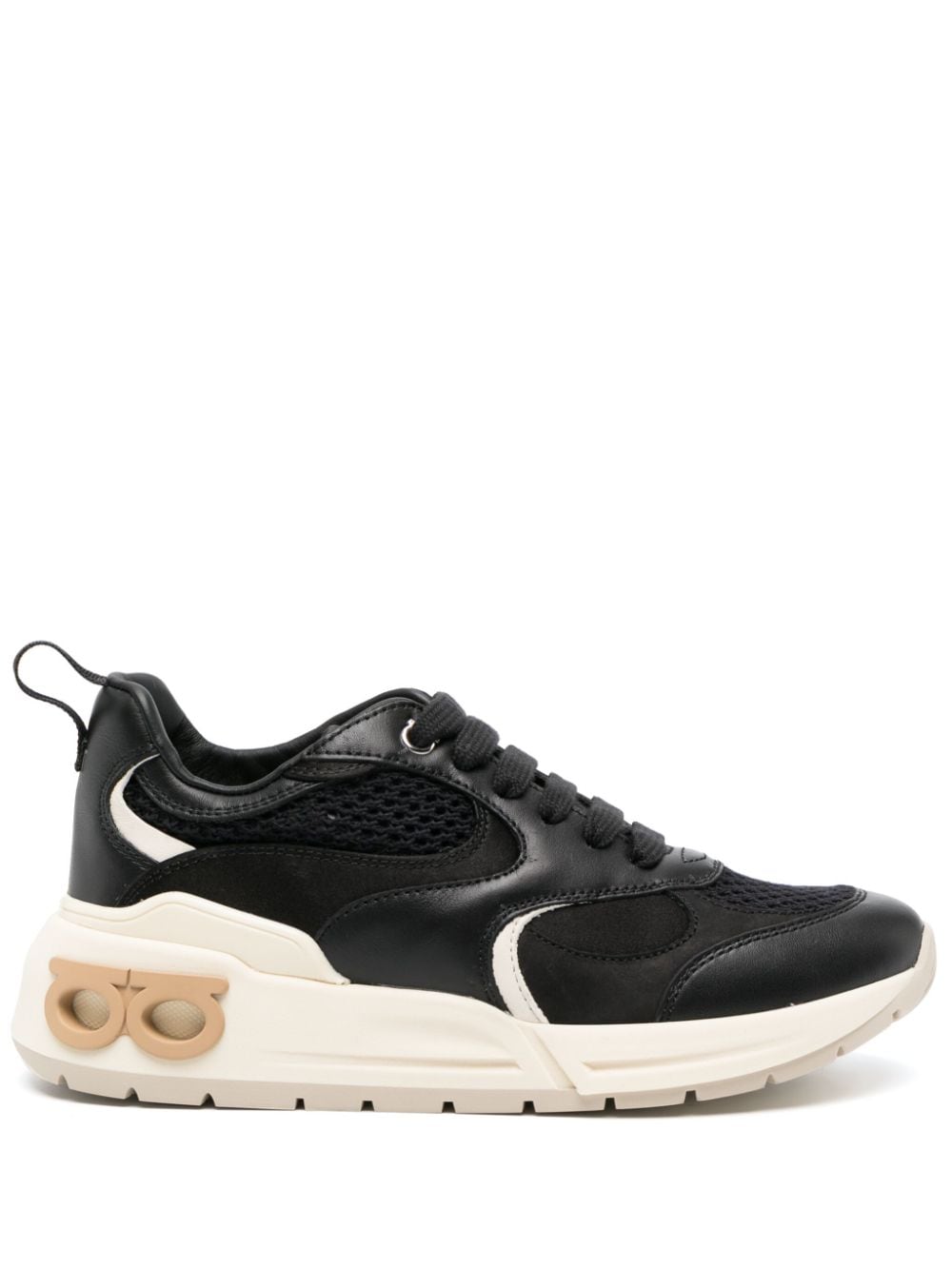 Ferragamo Almond-Toe Chunky Sole Panelled Sneakers