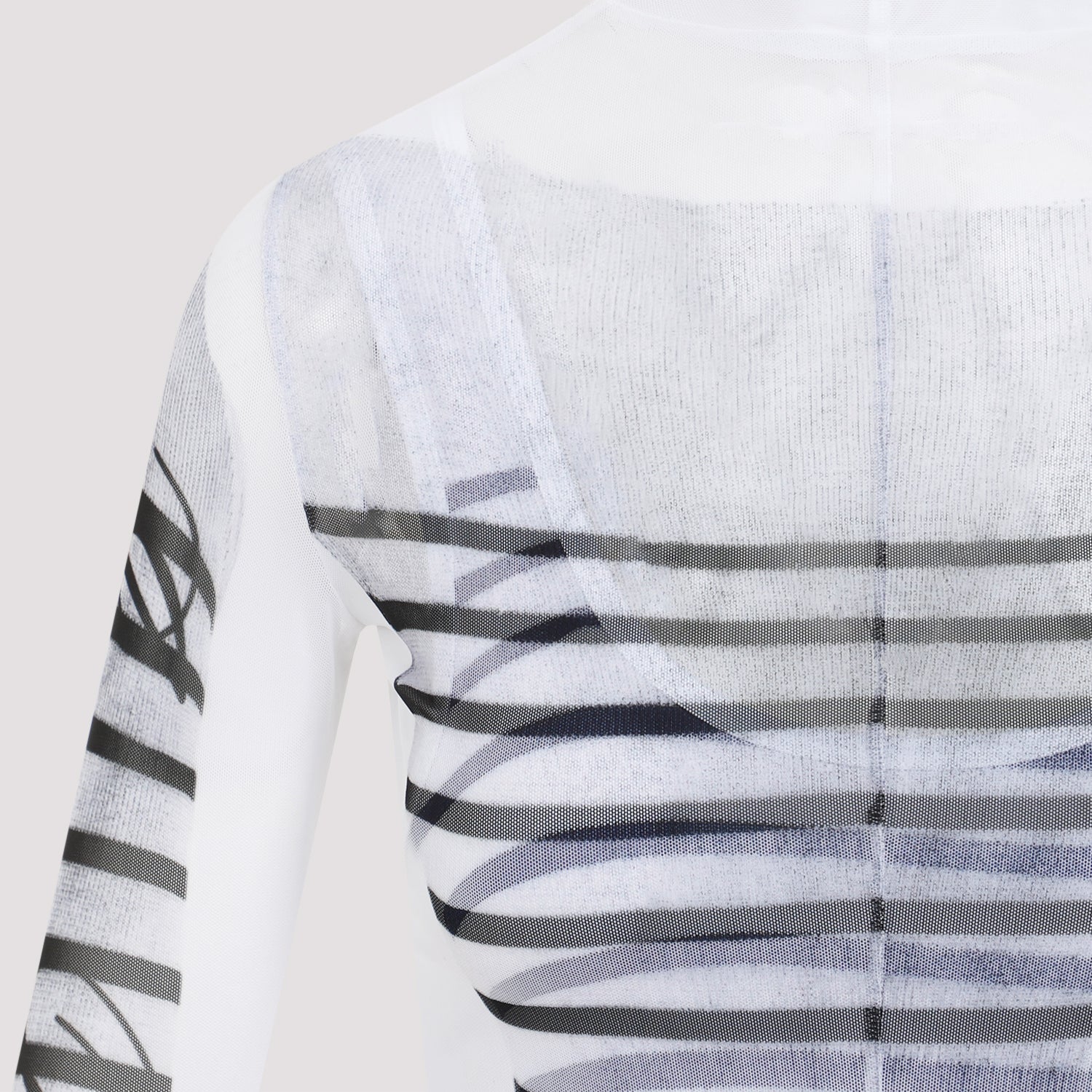 JEAN PAUL GAULTIER Spandex Mesh Printed Feathers Mini Dress