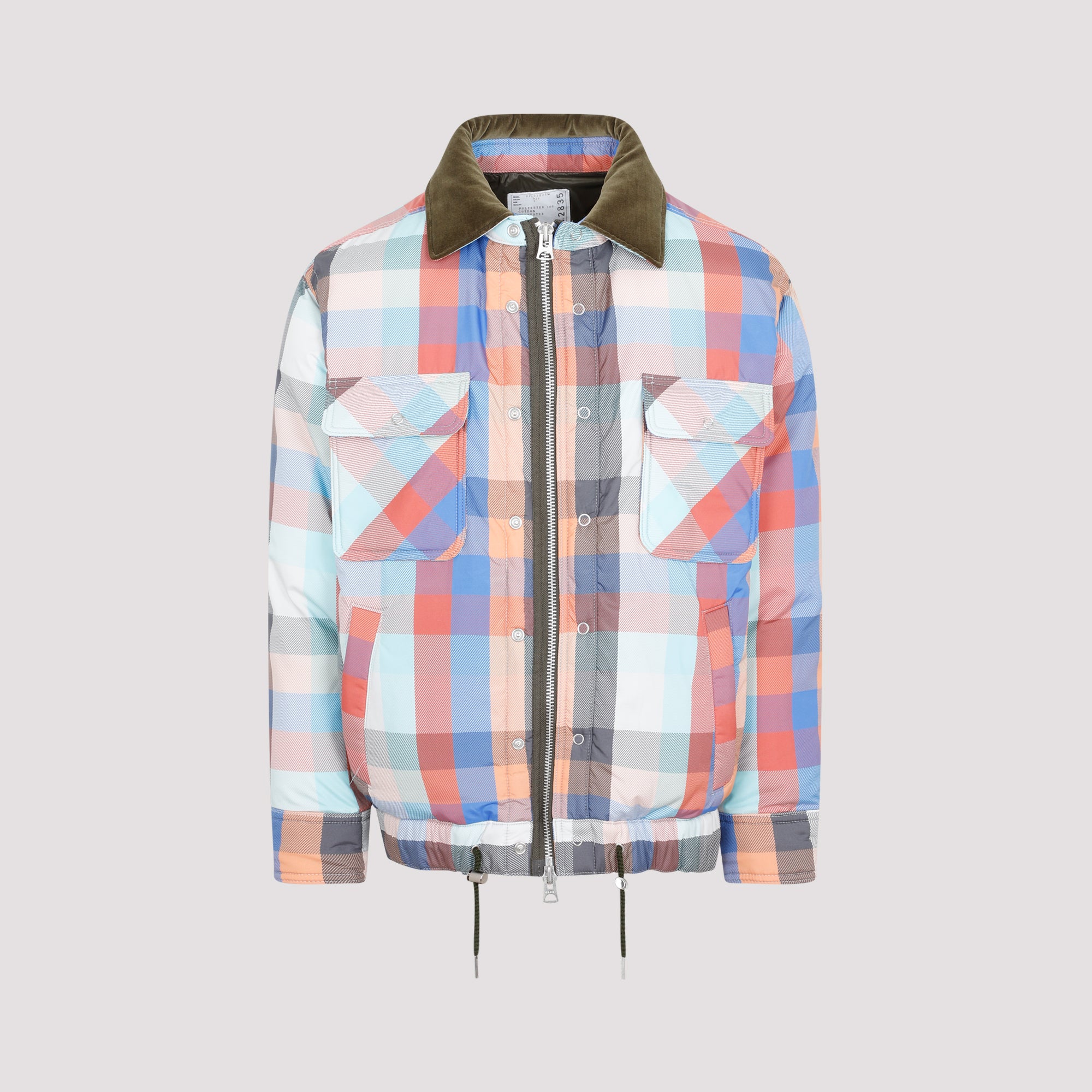 SACAI Plaid Padded Blouson Jacket for Men - FW23