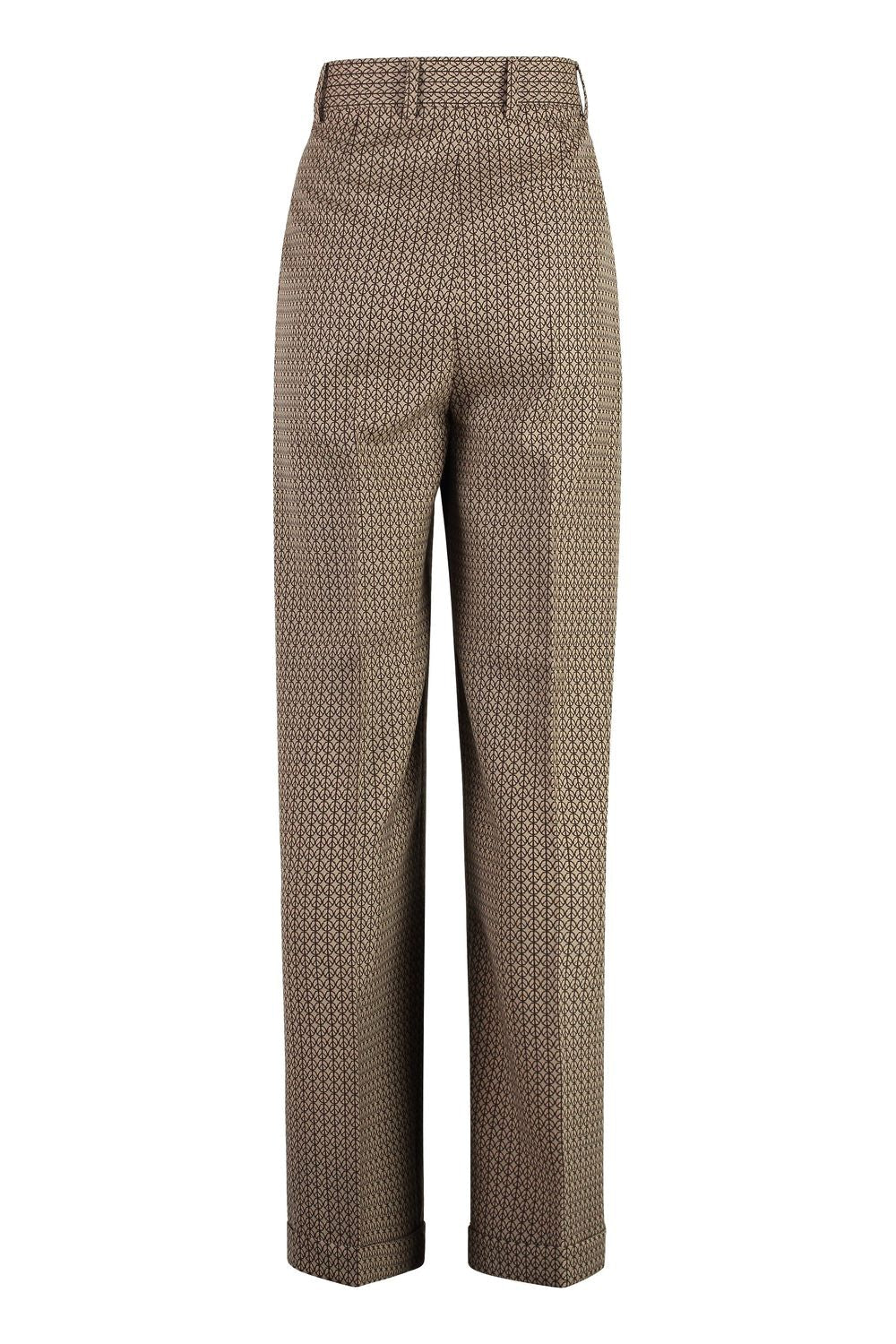 MOSCHINO COUTURE Peace Motif Jacquard Trousers with Roll-Up Ankle Cuffs