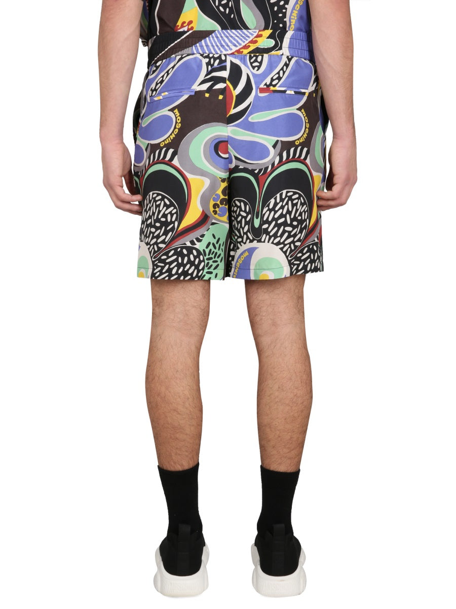 MOSCHINO COUTURE Psychedelic Print Bermuda Shorts for Men