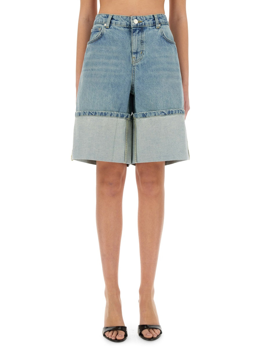 MOSCHINO JEANS Wide Fit Denim Bermuda Shorts - Size 26